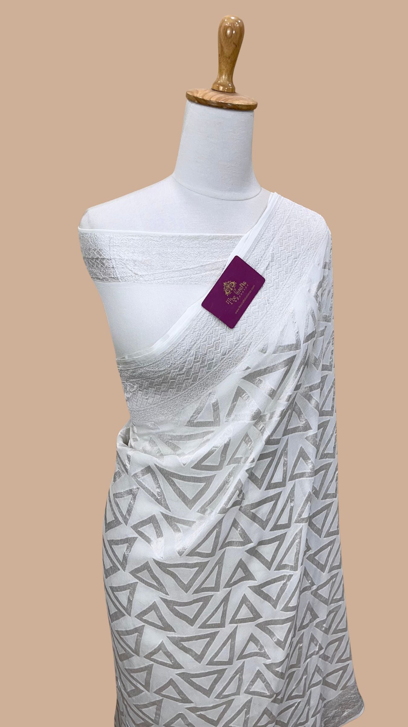 Pure Georgette Banarasi Saree - Silver Zari