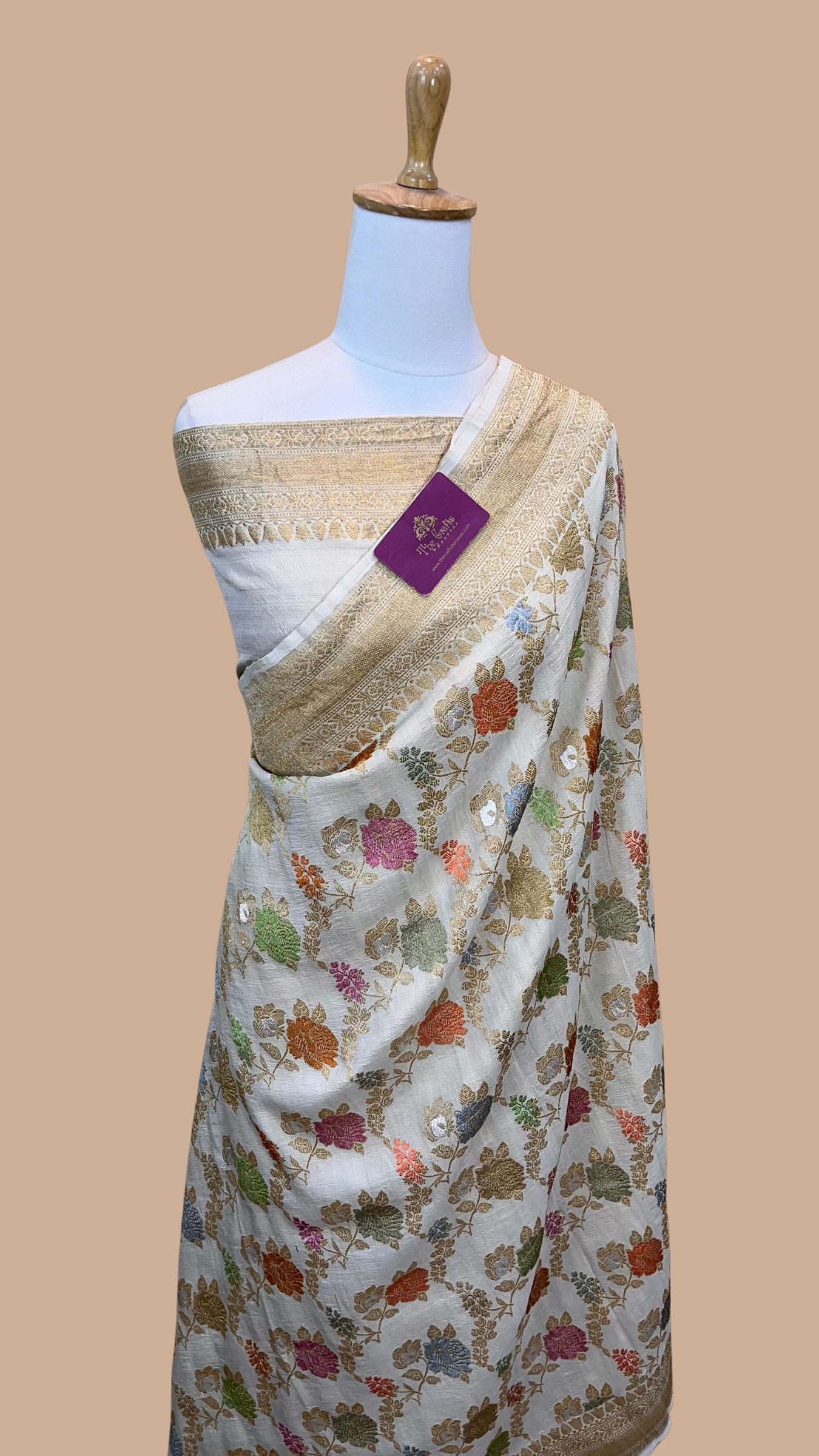 Tussar Georgette Handloom Banarasi Saree - Kadhua Meenakari