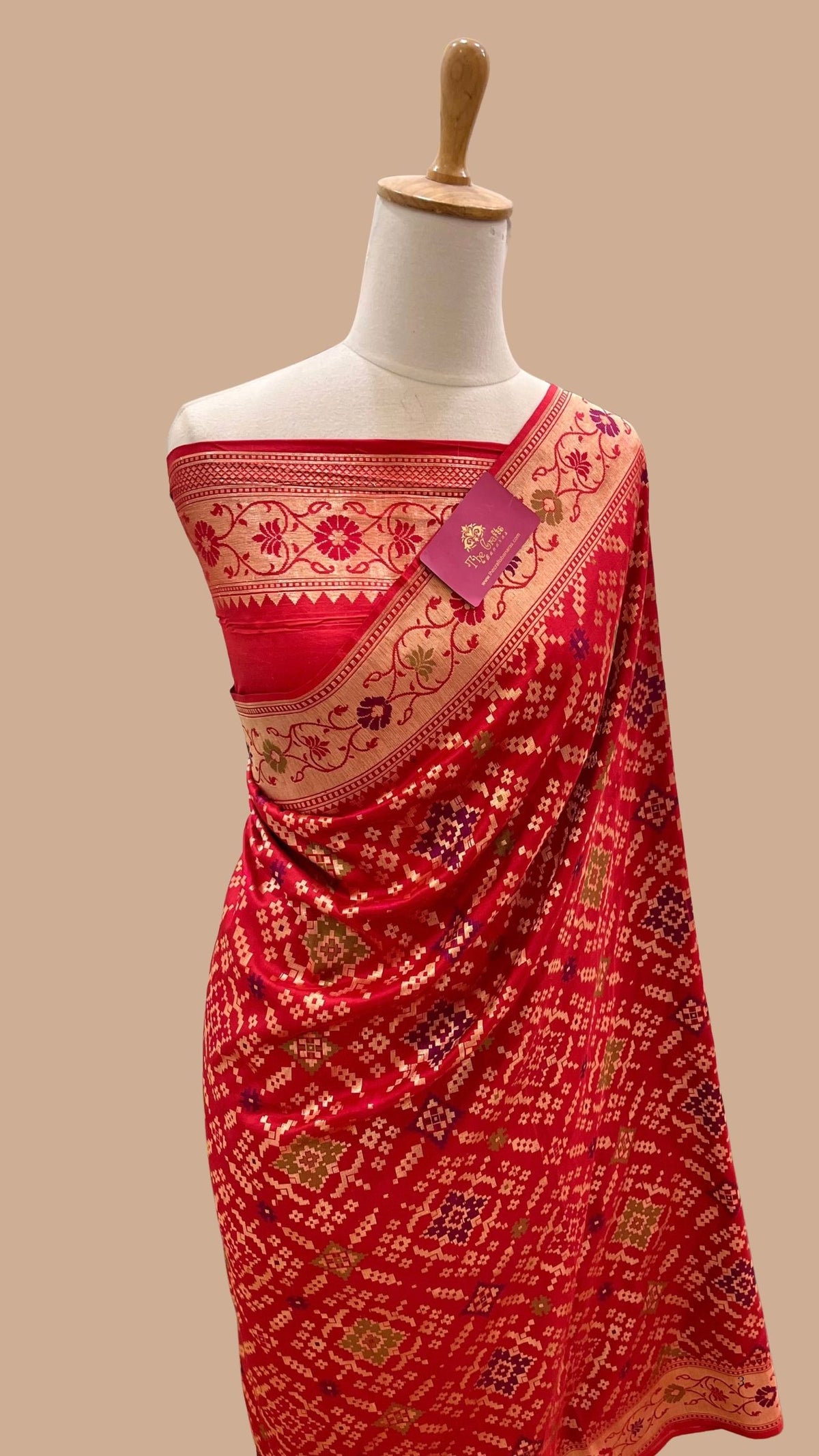 Pure Ektara Katan Silk Jamdani Banarasi Saree - Tilfi