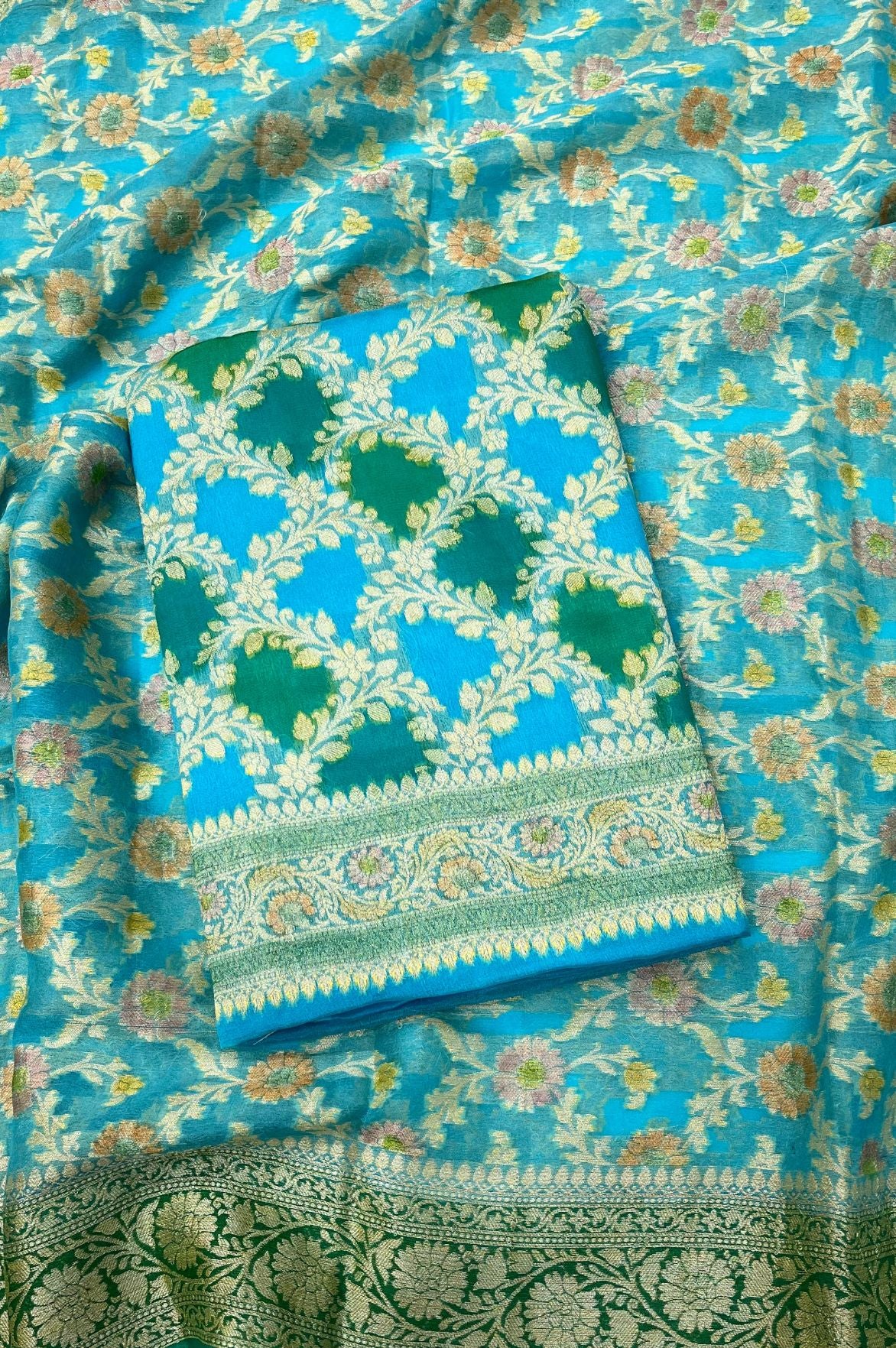 Pure Khaddi Chiffon Banarasi Dress Material