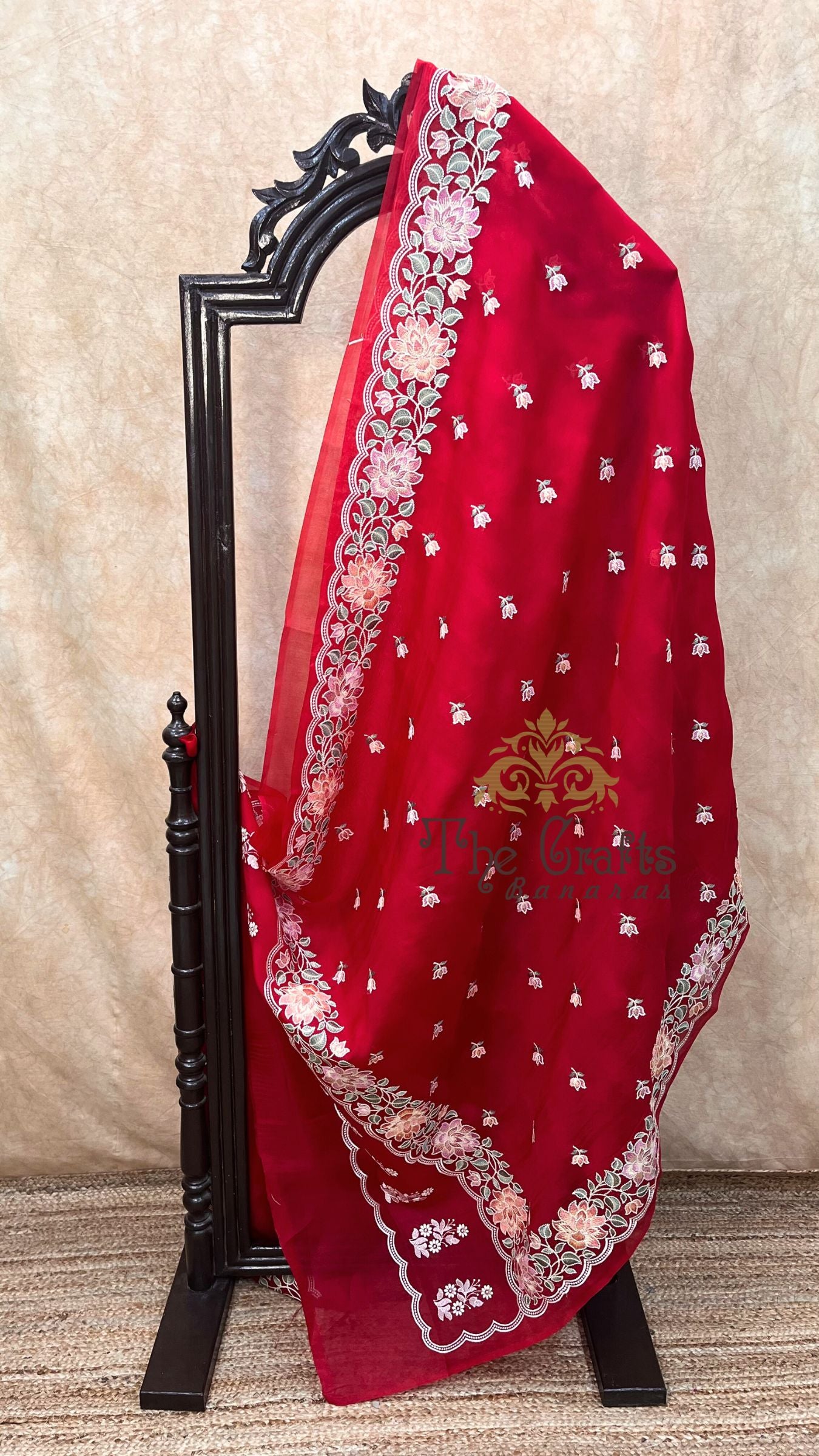 Pure Organza Silk Chikankari Handloom Banarasi Saree