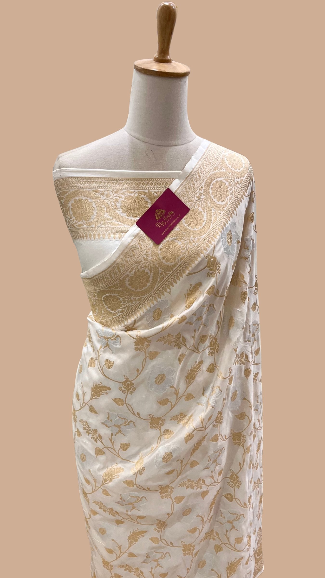 Pure Katan Silk Handloom Banarasi Saree - All over Sona Roopa Jaal work