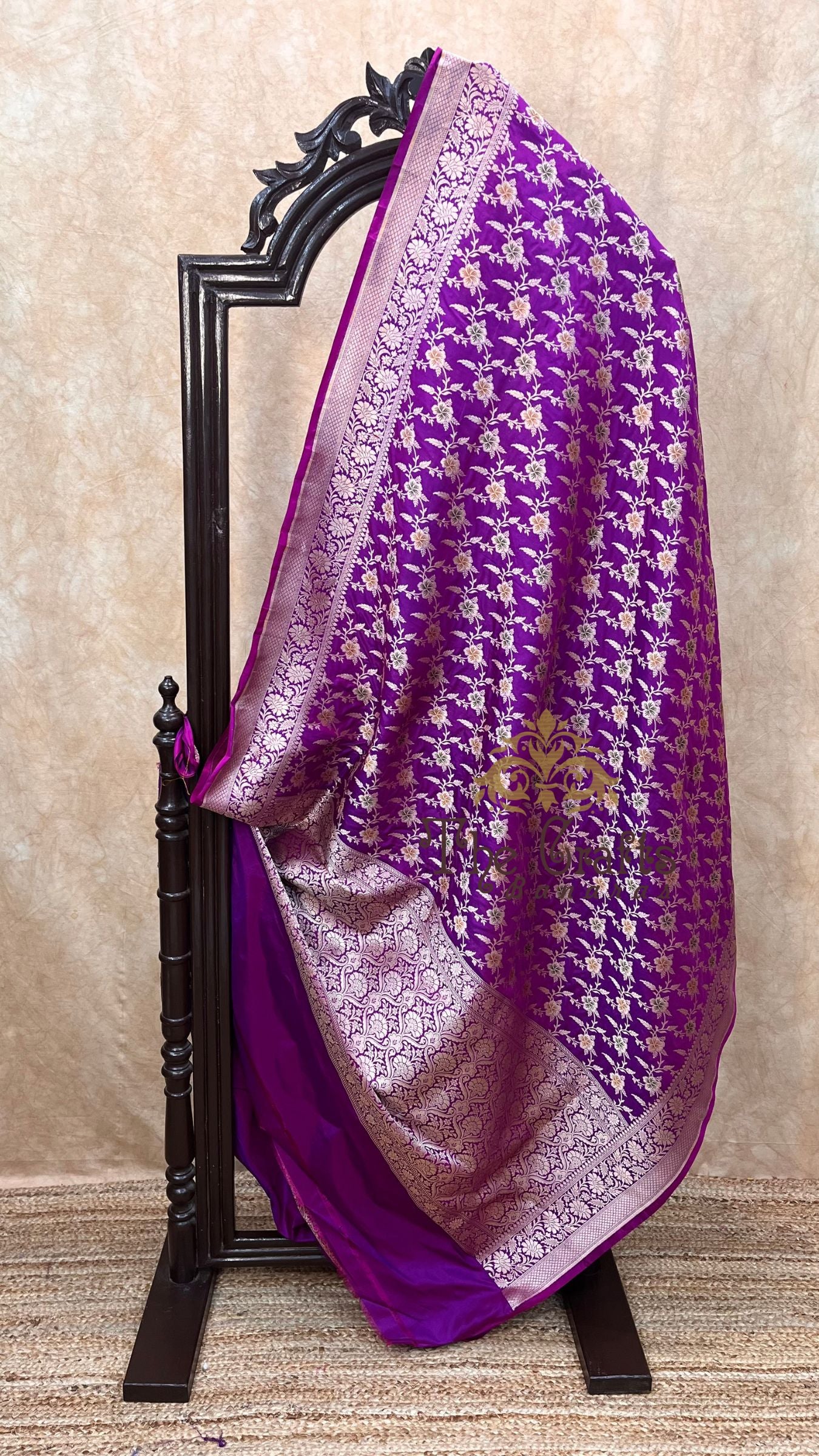 Pure Katan Silk Handloom Banarasi Saree - All over Meenakari Jaal work