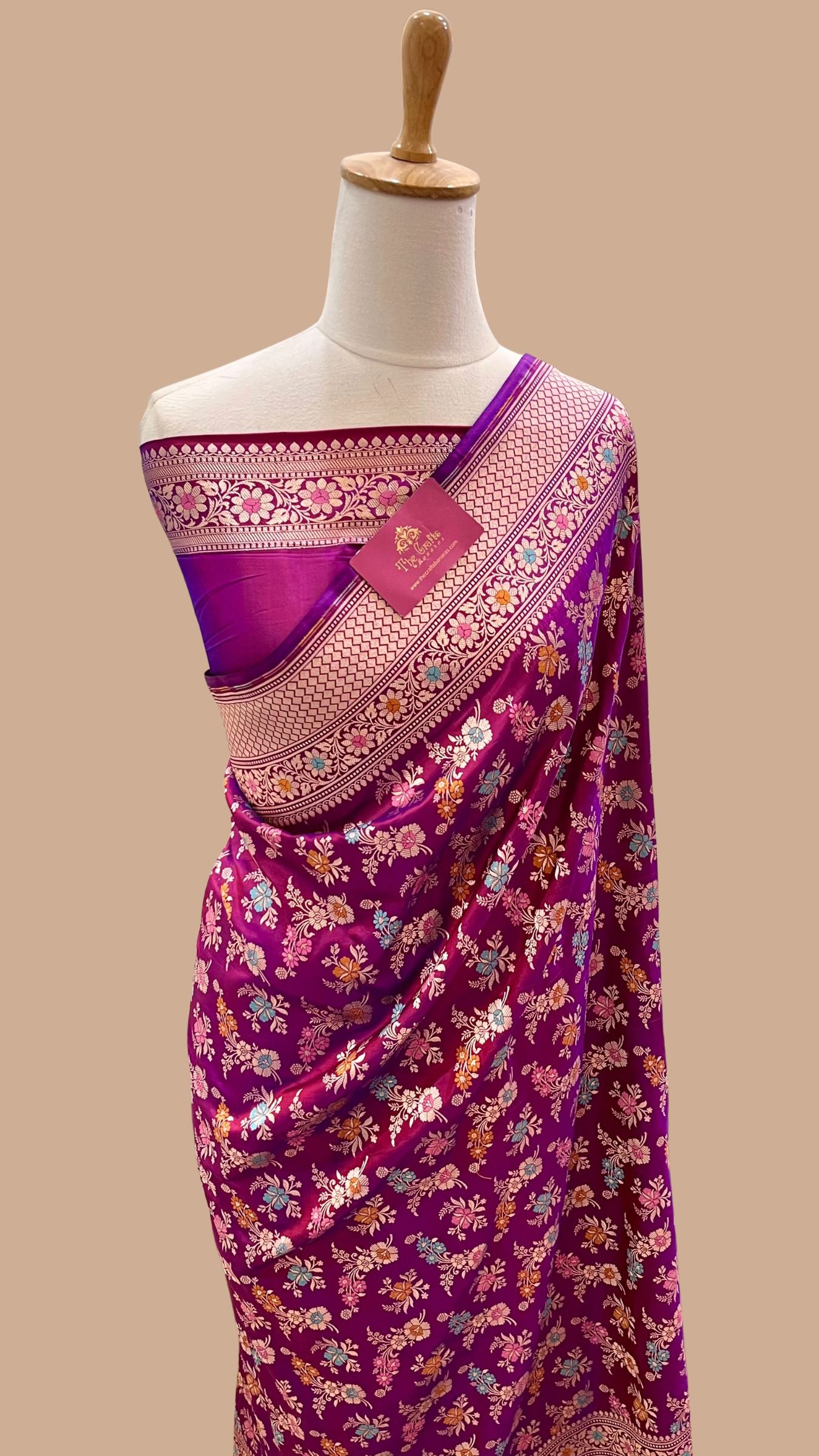 Pure Katan Silk Handloom Banarasi Saree -  Jaal Work with Meenakari