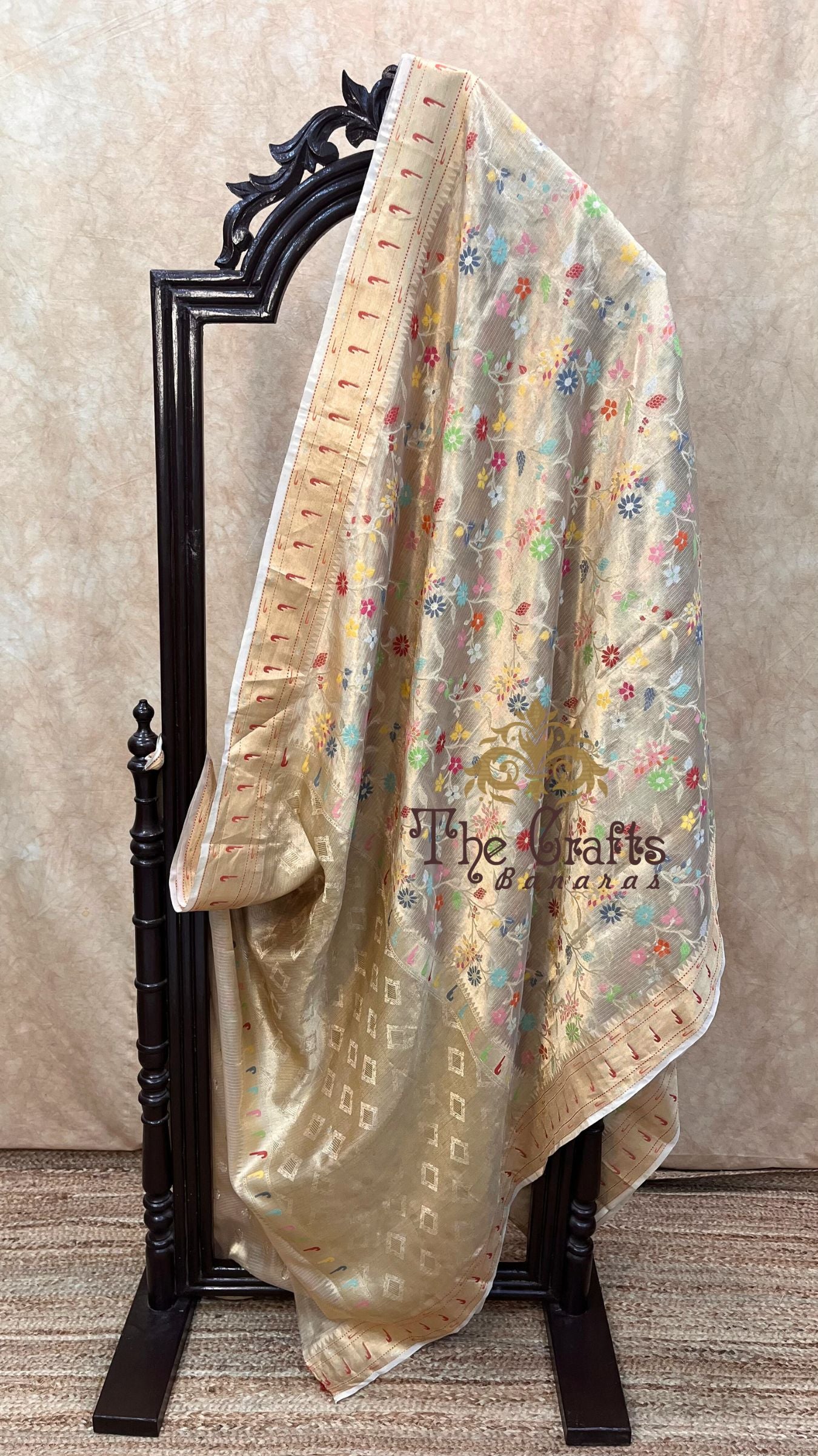 Pure Zari Kota Tissue Silk Handloom  Banarasi Saree - Meenakari