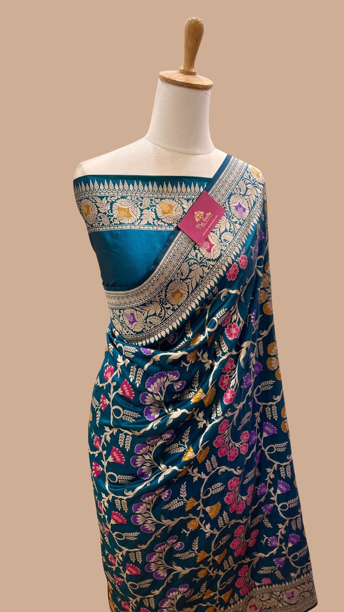 Pure Katan Silk Handloom Banarasi Saree - Jaal Work with Meenakari