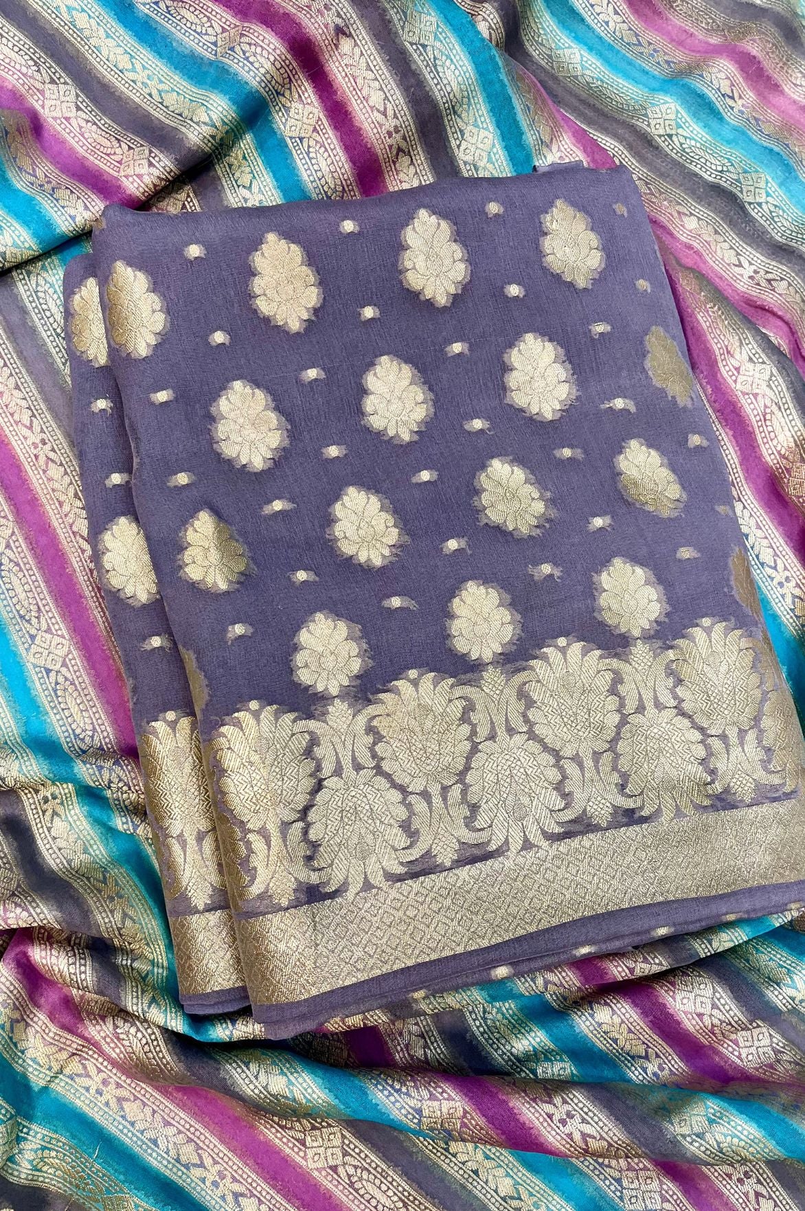 Khaddi Georgette Banarasi Dress Material