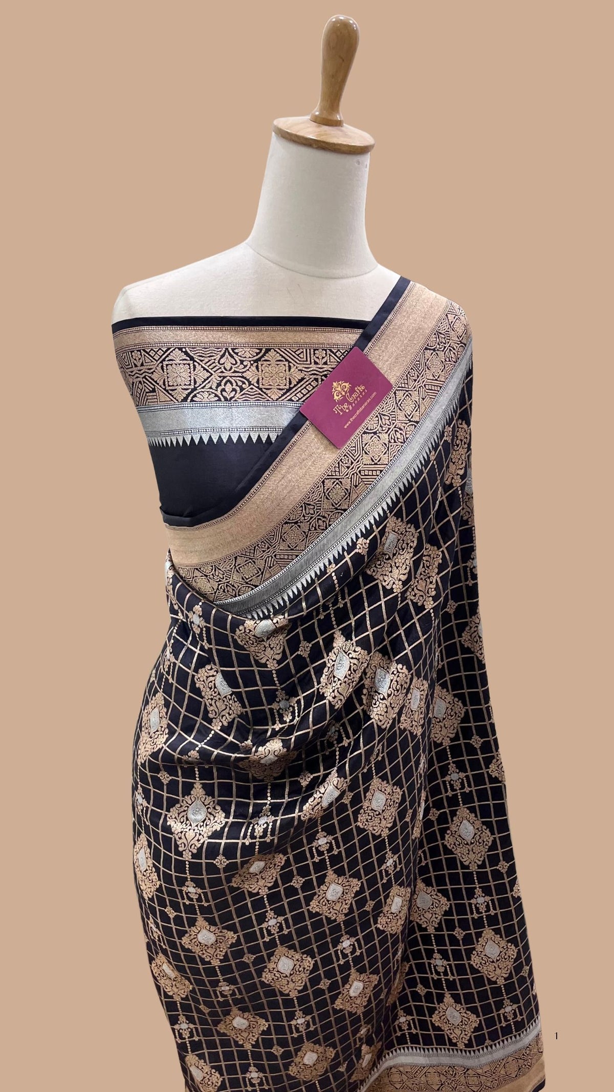 Pure Katan Silk Handloom Banarasi Saree - All over Sona Rupa Jaal Work
