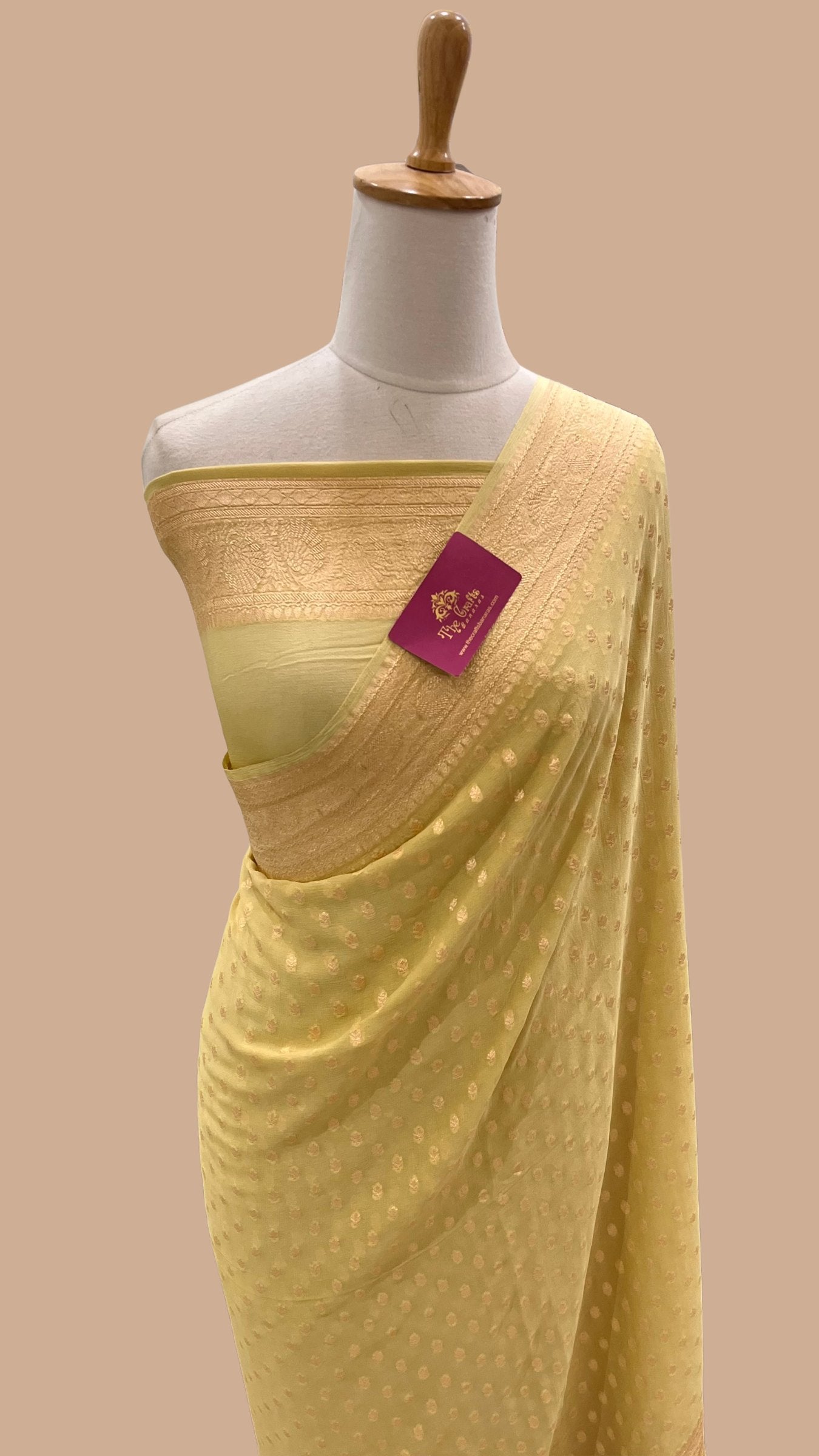 Khaddi Georgette Banarasi Saree - Gold Zari