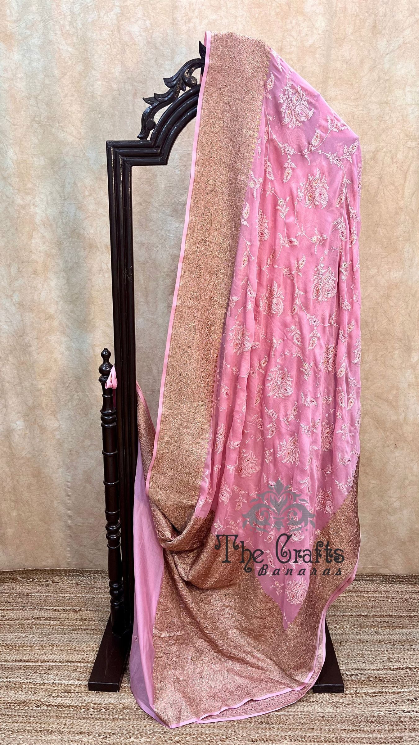 Pure Georgette Handloom Banarasi Saree - With Chikankari All Over