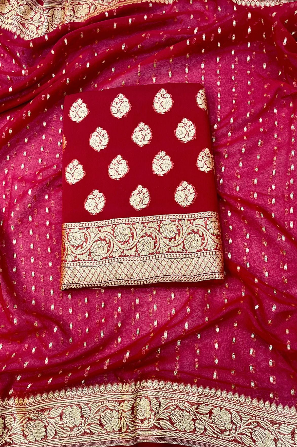 Khaddi Georgette Banarasi Dress Material