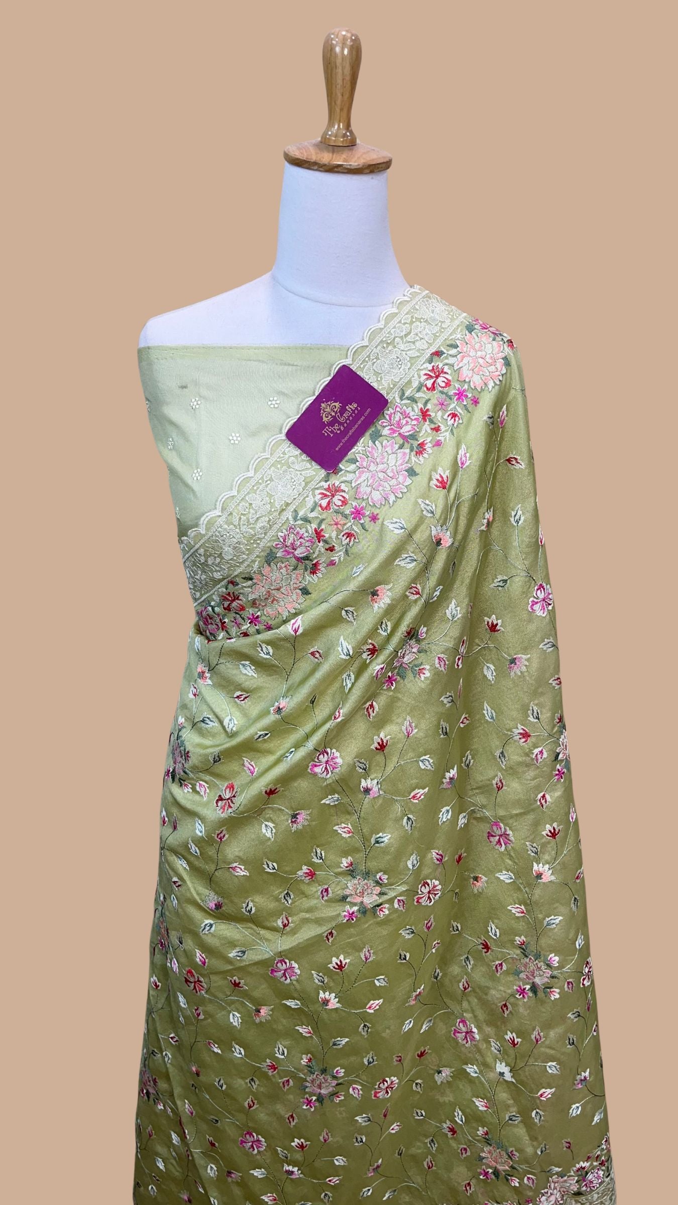 Pure Tissue Silk Banarasi Saree - Chikankari all over