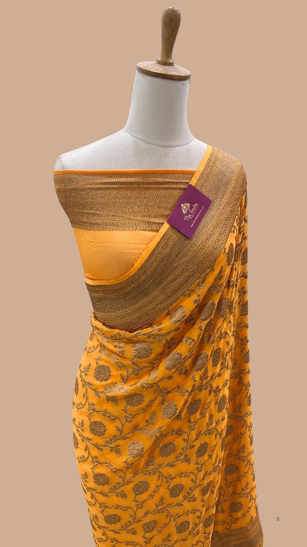 Khaddi Georgette Banarasi Saree - Antique Zari