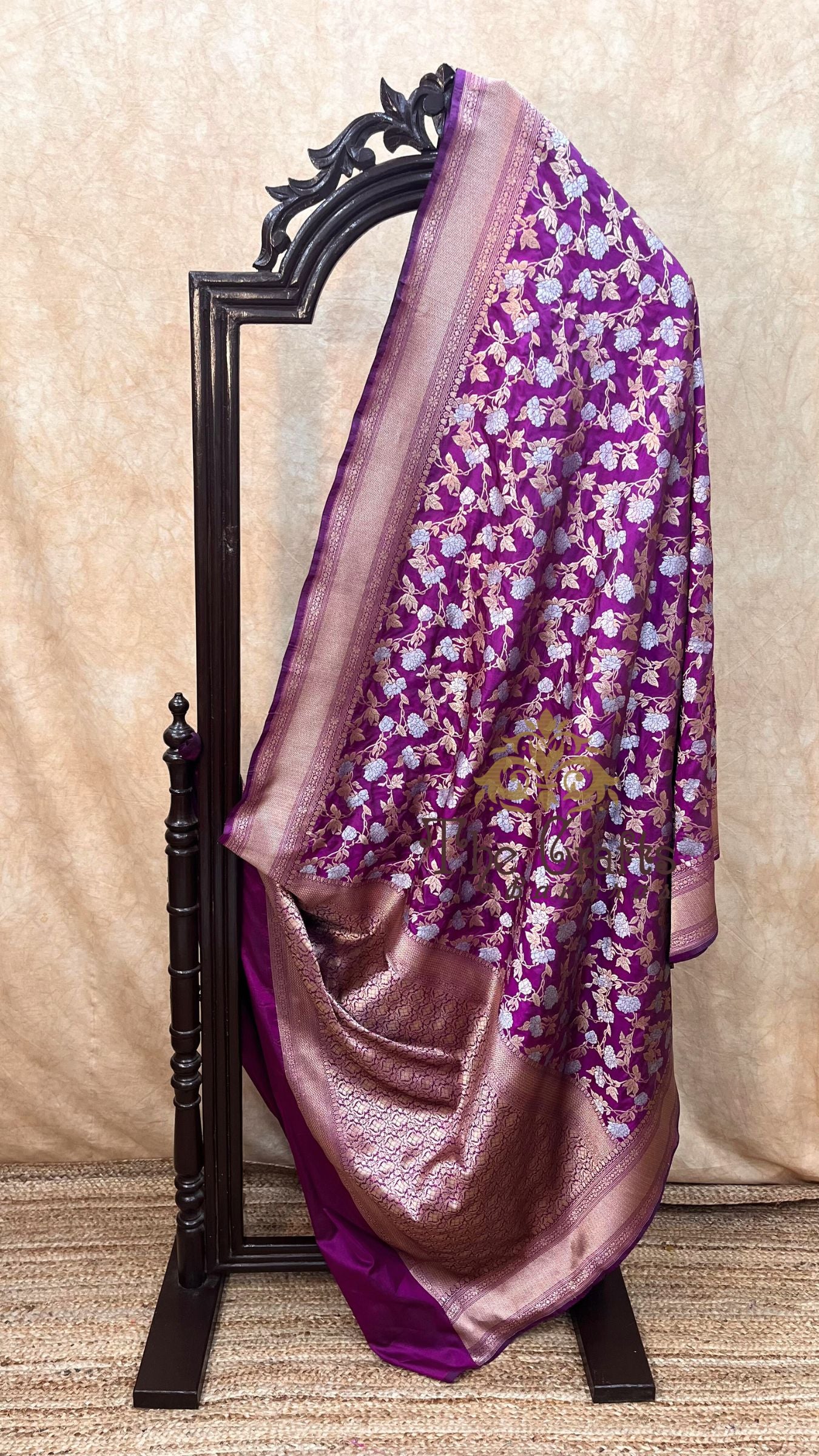 Pure Katan Silk Handloom Banarasi Saree - All over Sona Roopa Jaal work