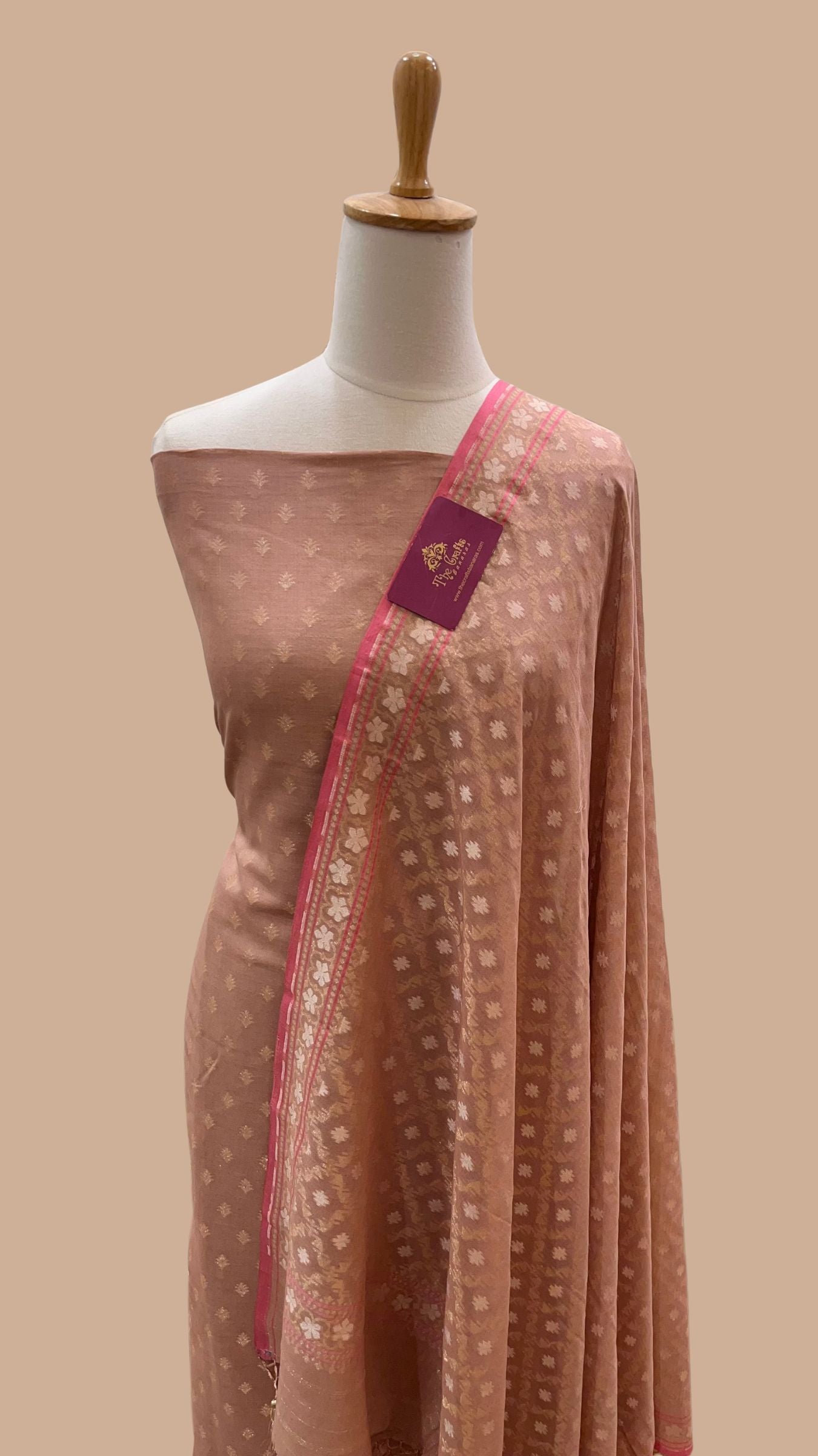 Pure Ektara Cotton Jamdani Banarasi Dress Material