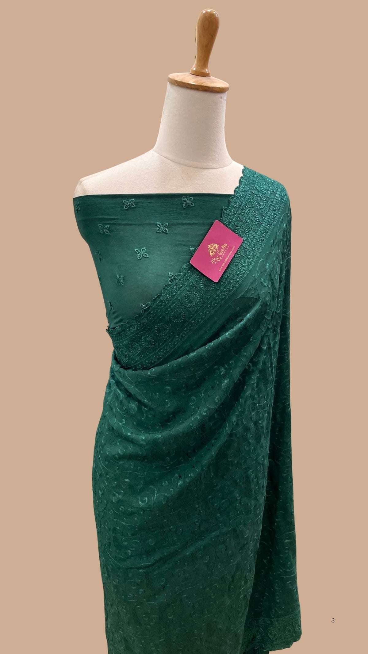 Pure Georgette Chikankari Handloom Banarasi Saree