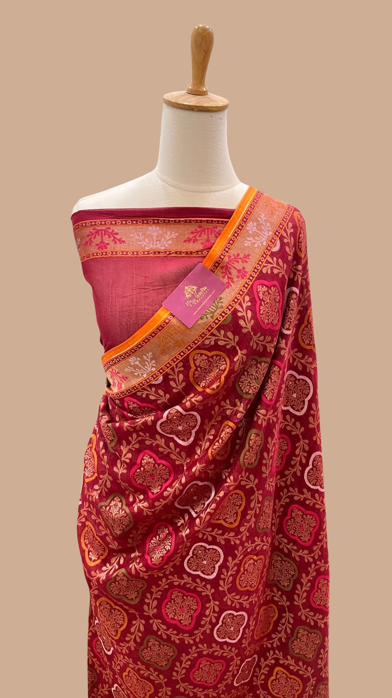 Pure Ektara Cotton Jamdani Banarasi Saree - Tilfi
