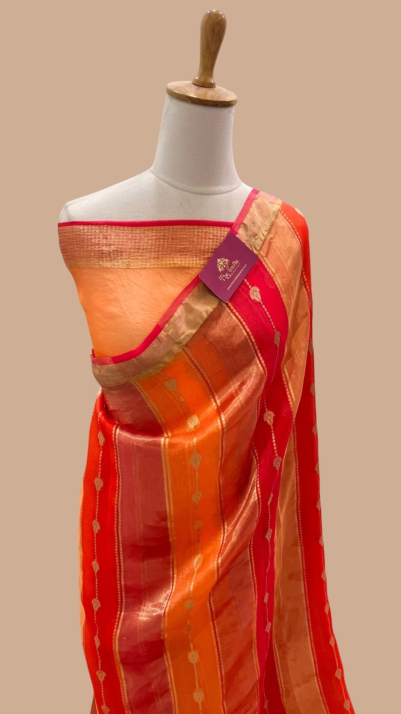 Rangkat Pure Kora Tissue Silk Handloom Banarasi Saree- Kadhua Motifs