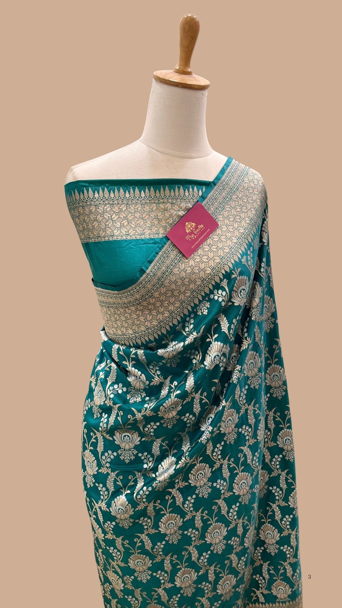 Pure Katan Silk Handloom Banarasi Saree - All Over Sona Rupa Jaal Work