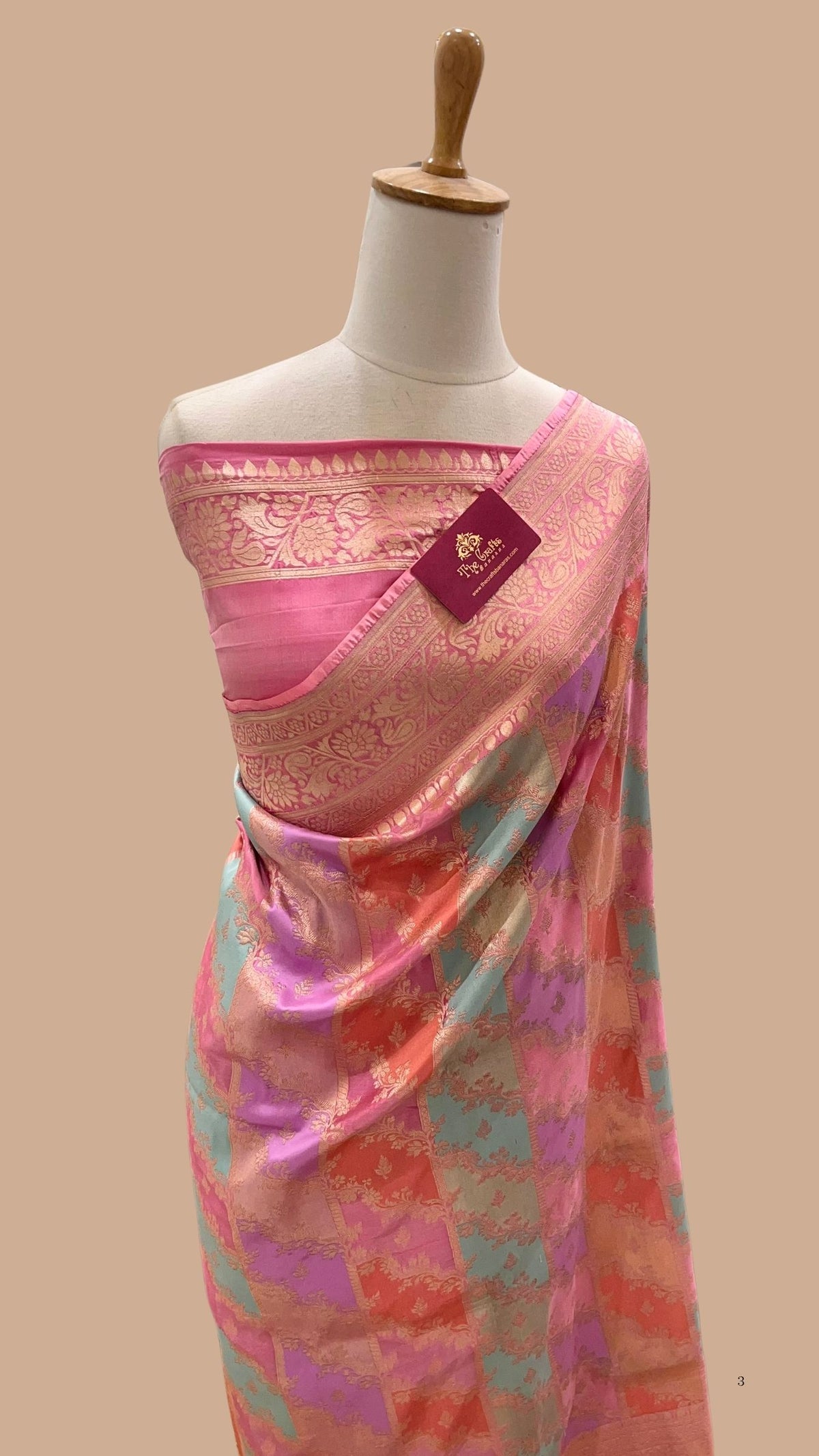 Rangkat Pure Katan Silk Handloom Banarasi Saree - Jaal work with meenakari