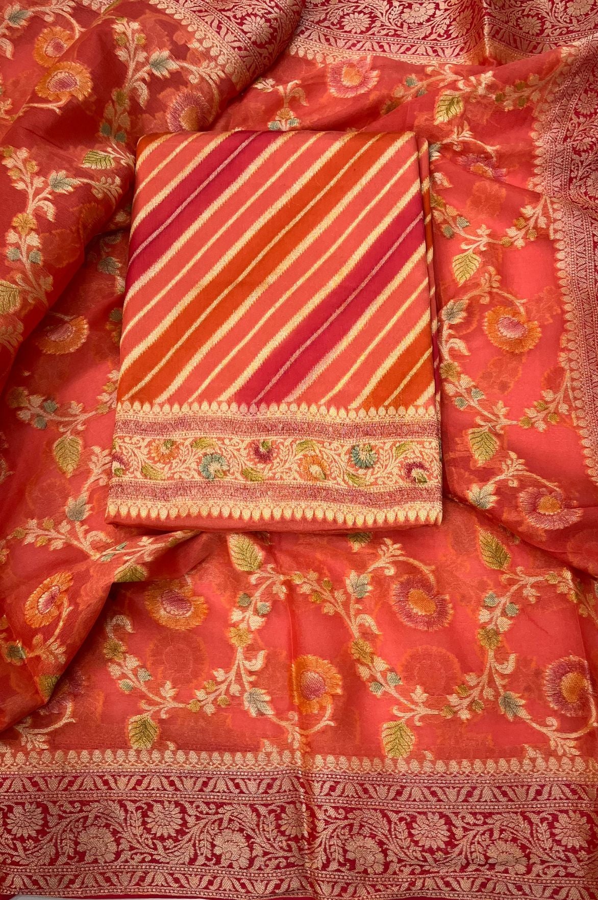 Pure Khaddi Chiffon Banarasi Dress Material