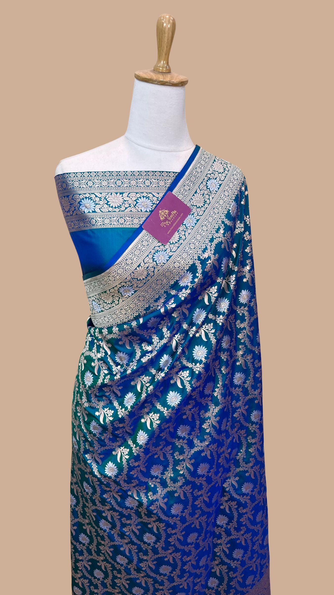 Pure Katan Silk Handloom Banarasi Saree - All over Sona Roopa Jaal work