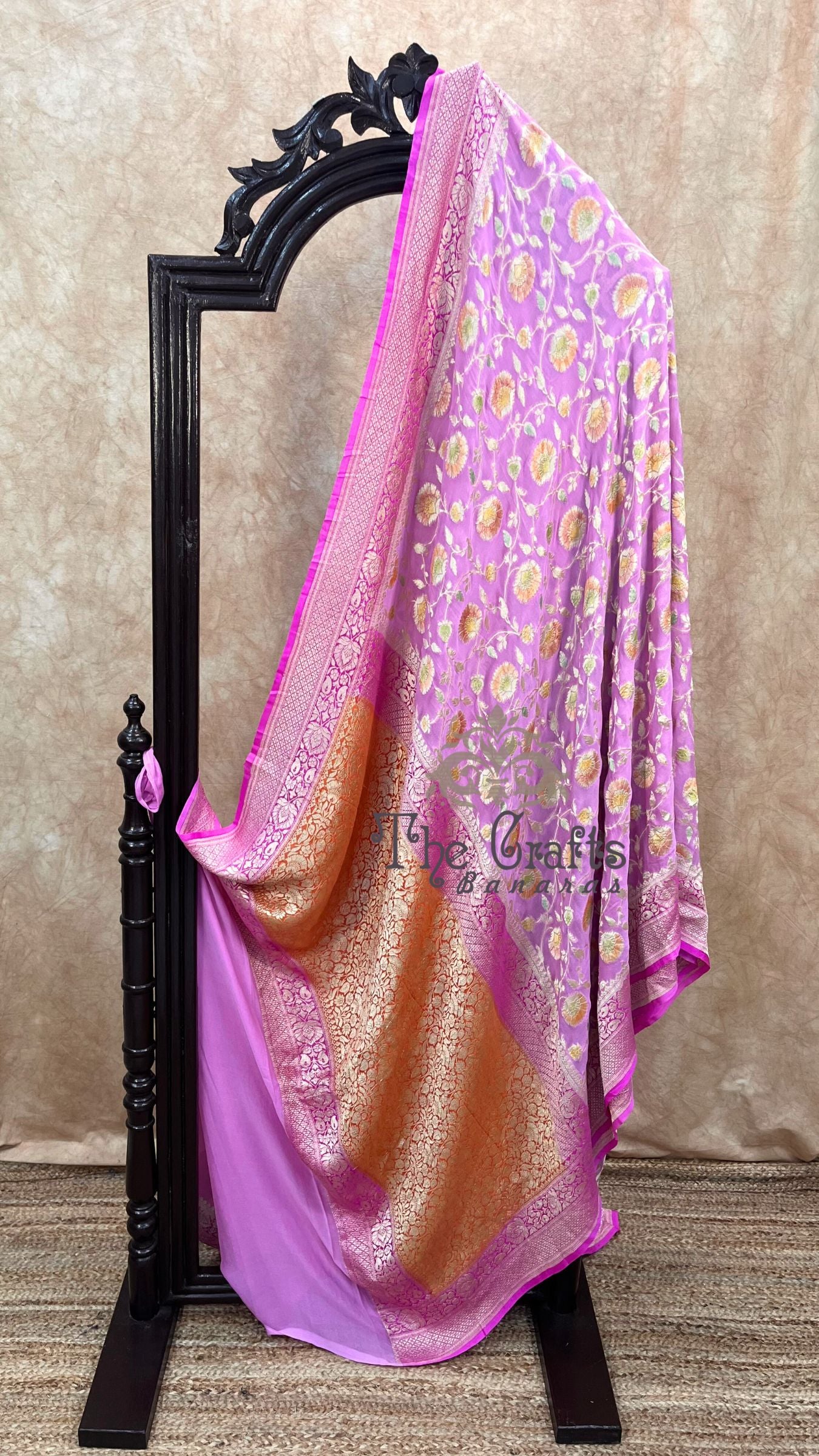 Khaddi Georgette Handloom Banarasi Saree - Water Zari