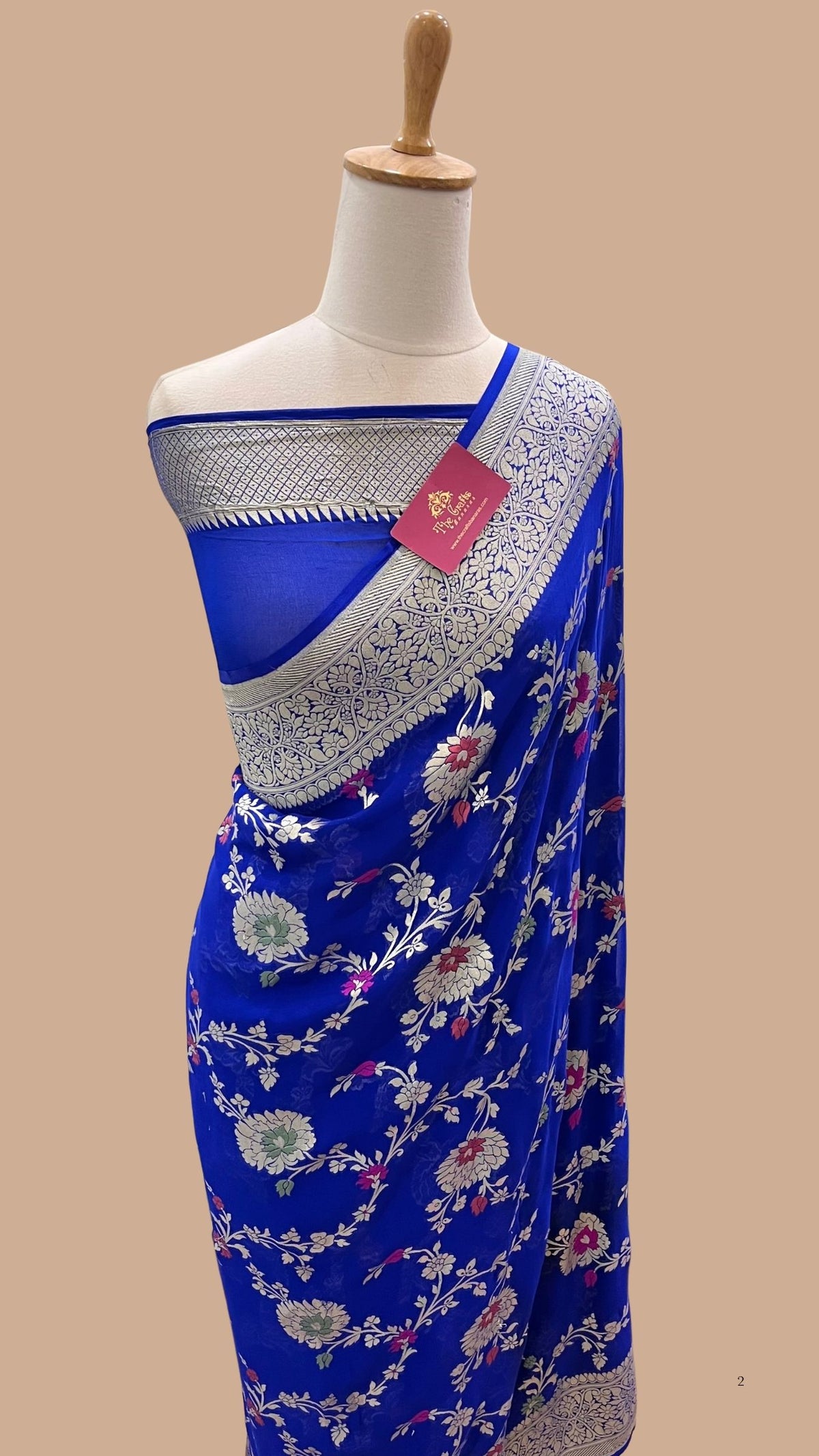 Khaddi Georgette Handloom Banarasi Saree - Jaal with Meenakari