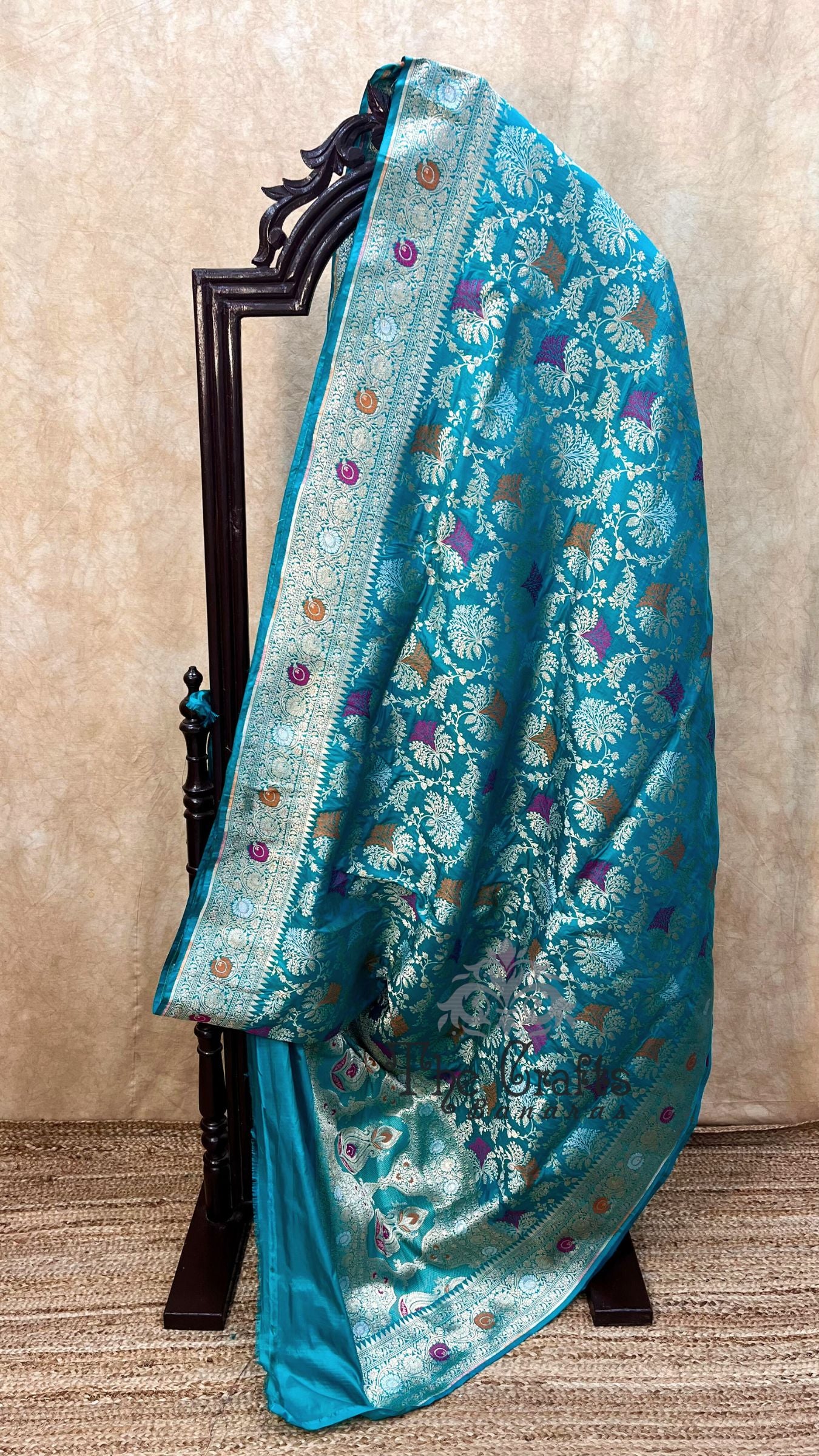 Pure Katan Silk Handloom Banarasi Saree - Jaal Work With Meenakari