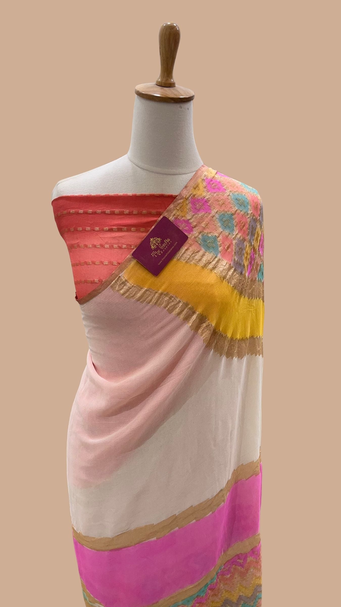 Rangkat Khaddi Georgette Handloom Banarasi Saree