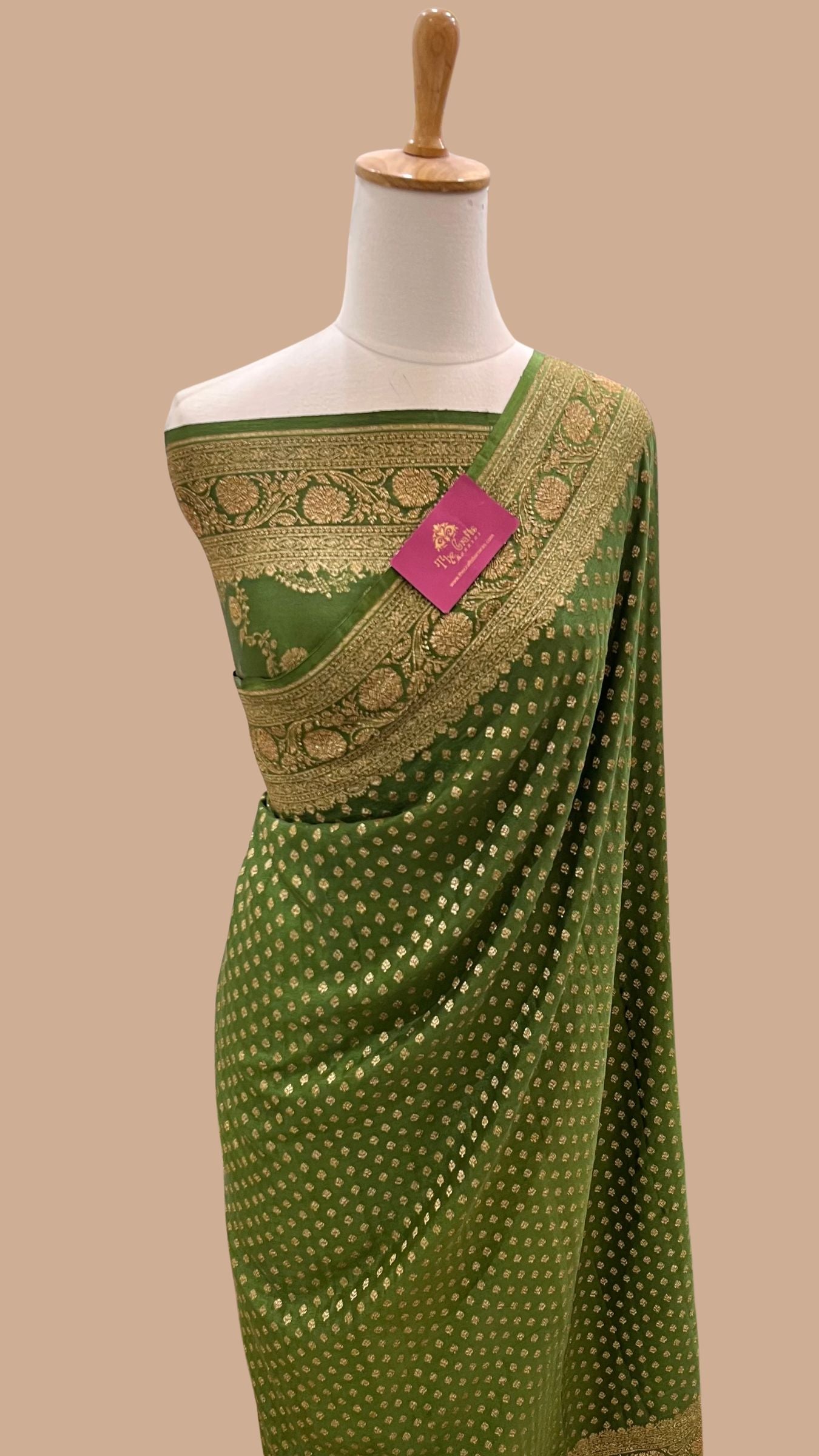 Pure Crepe Georgette Banarasi Saree - Antique Zari