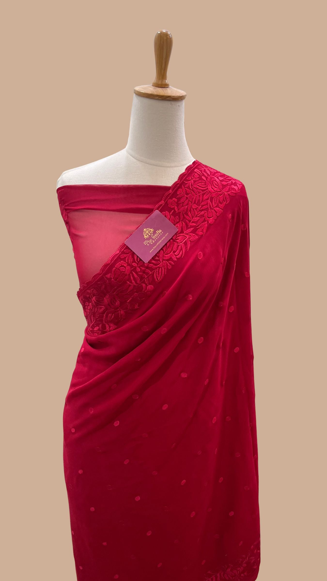 Pure Georgette Chikankari Handloom Banarasi Saree