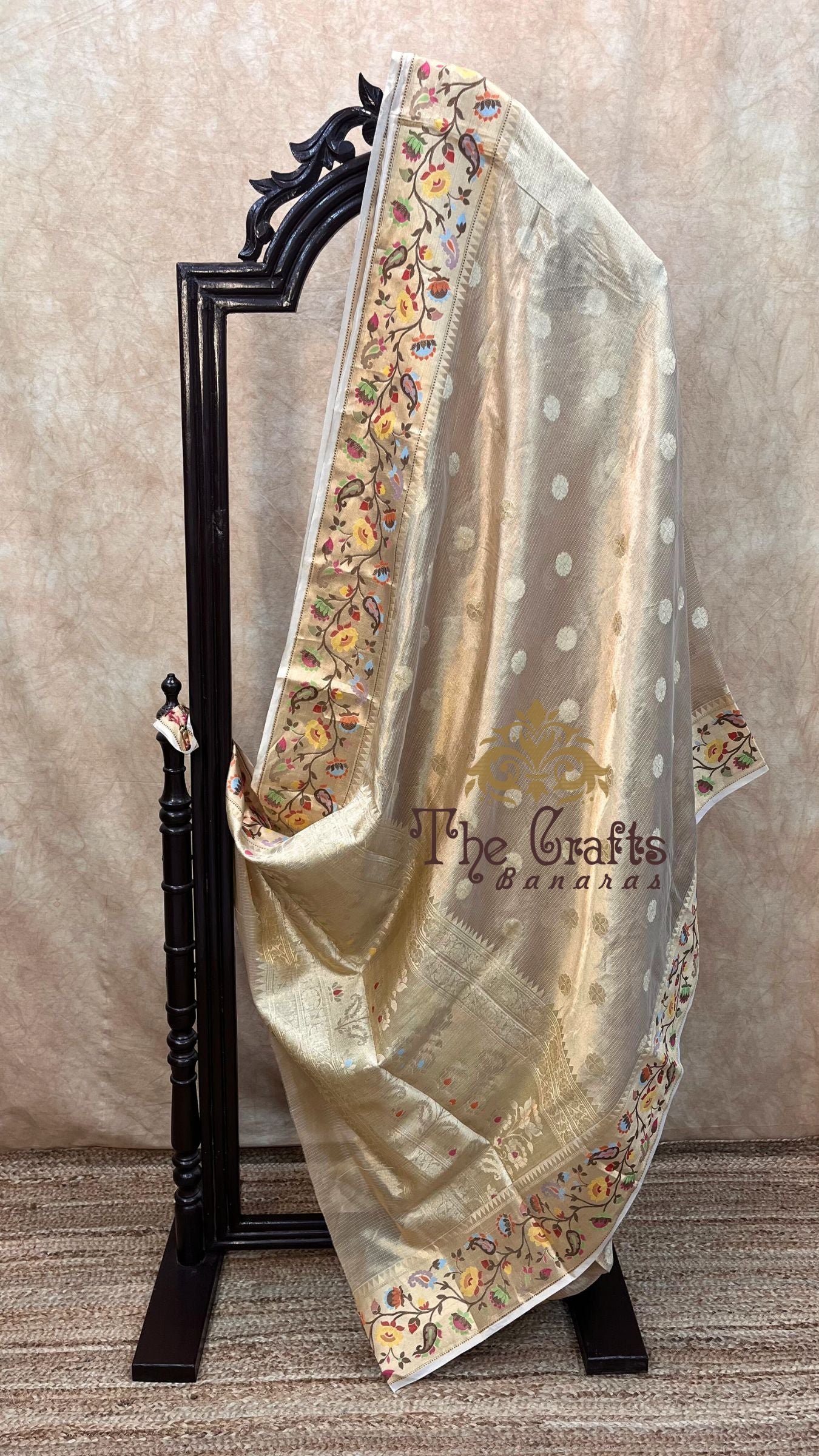 Pure Zari Kota Tissue Silk Handloom  Banarasi Saree - Meenakari