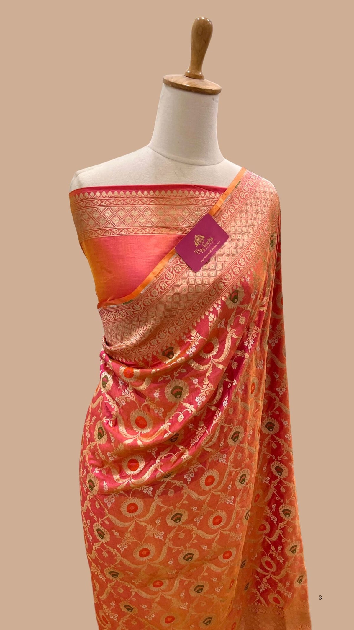Pure Katan Silk Handloom Banarasi Saree - Jaal Work with Meenakari