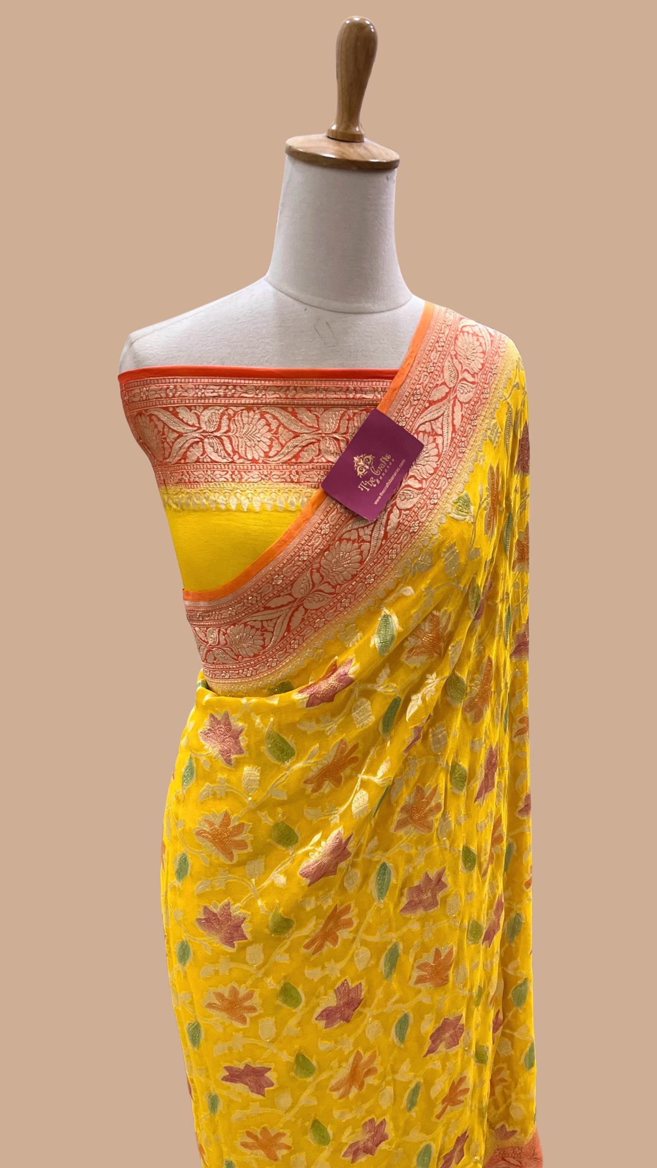 Khaddi Georgette Handloom Banarasi Saree