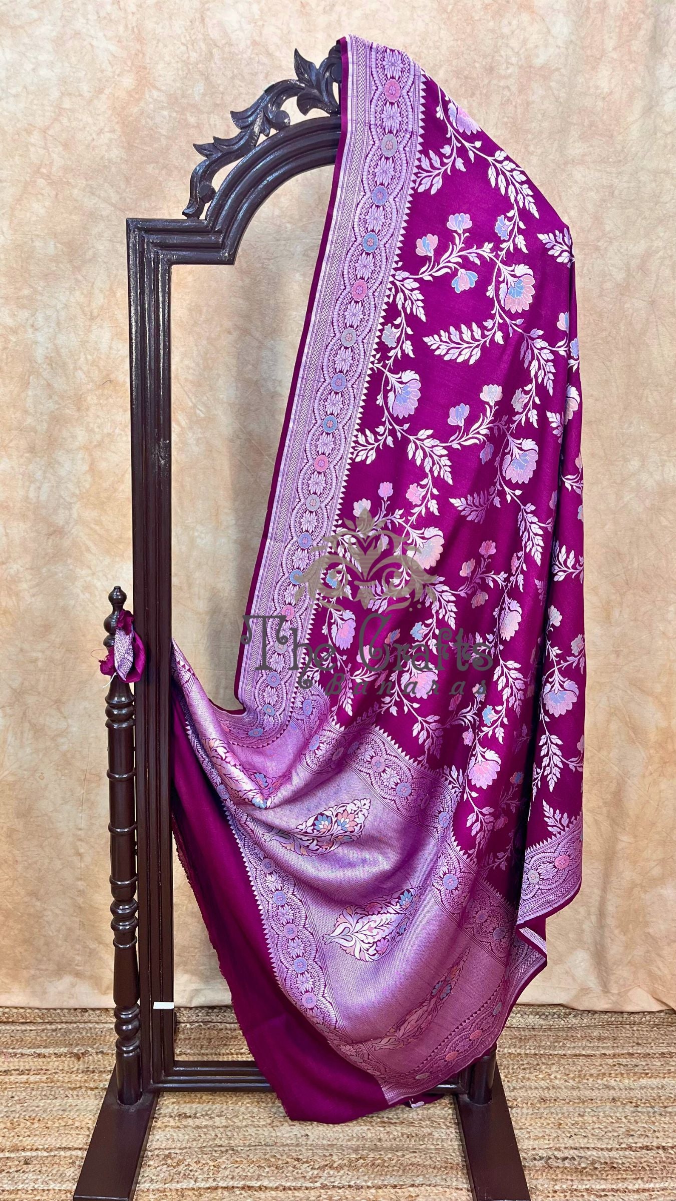 Tussor Georgette Handloom Banarasi Saree - Meenakari all over