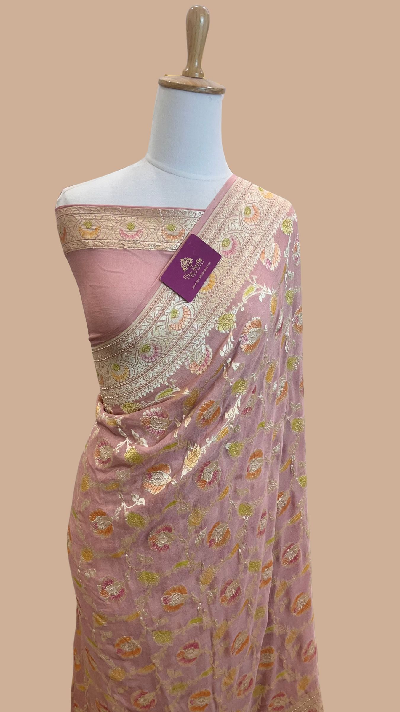 Khaddi Georgette Handloom Banarasi Saree