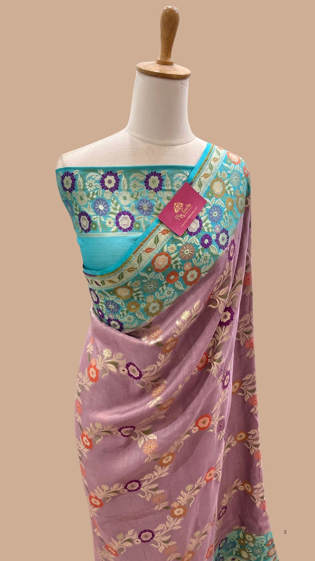 Tussar Georgette Handloom Banarasi Saree - Jaal with Meenakari