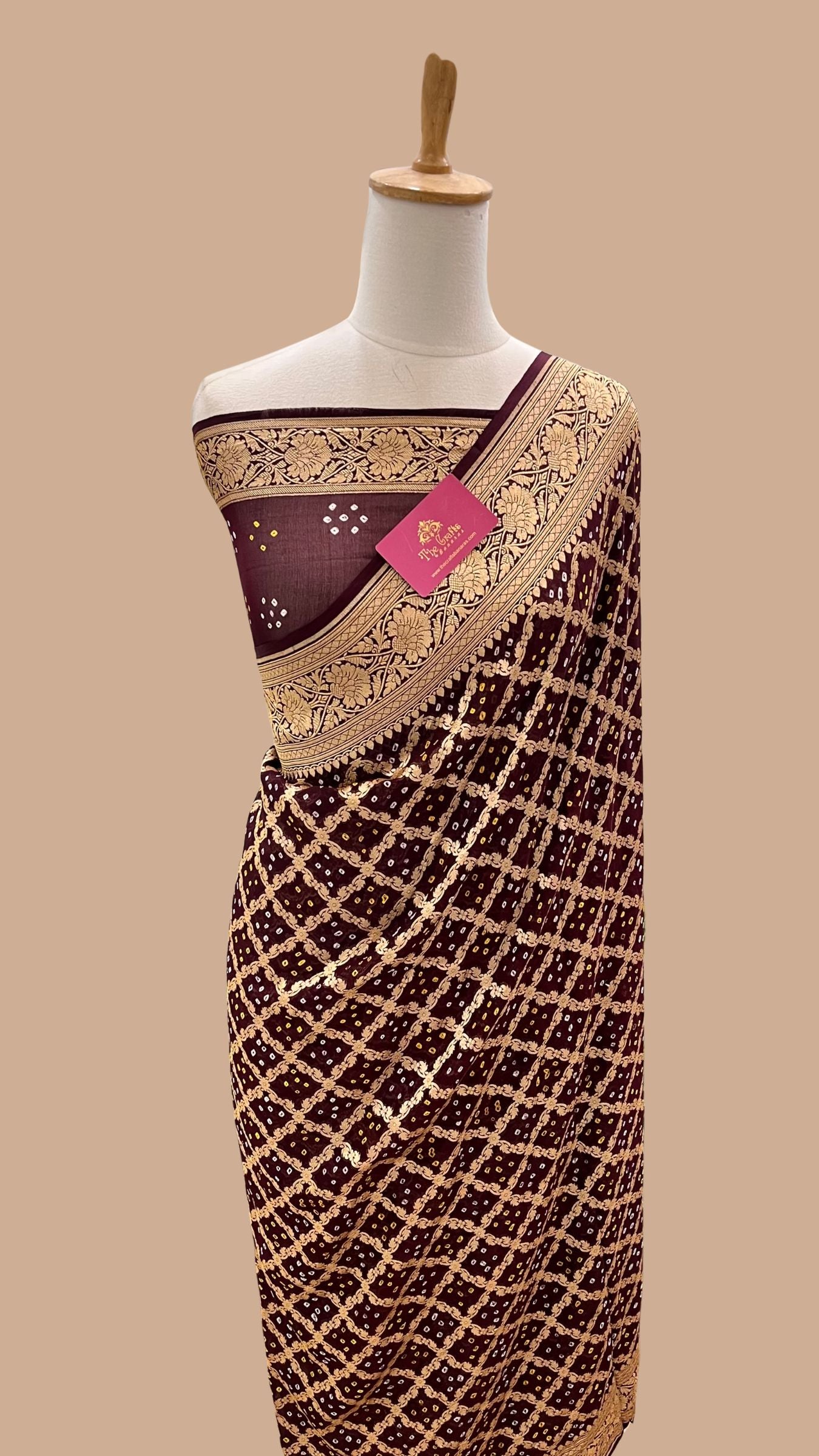 Pure Georgette Banarasi Handloom Bandhej Saree