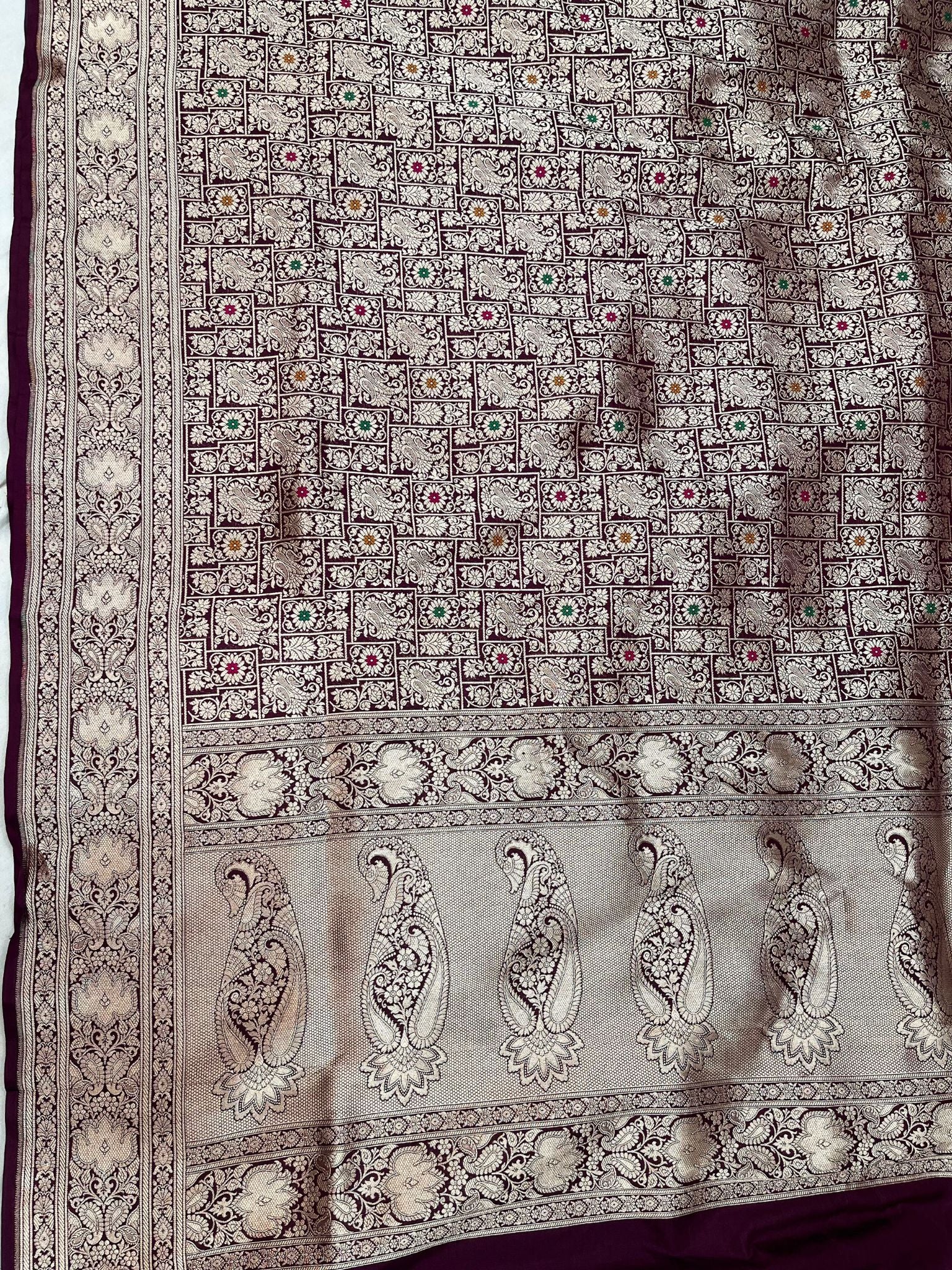 Pure Katan Silk Handloom Banarasi Saree - Tanchui Brocade Meena