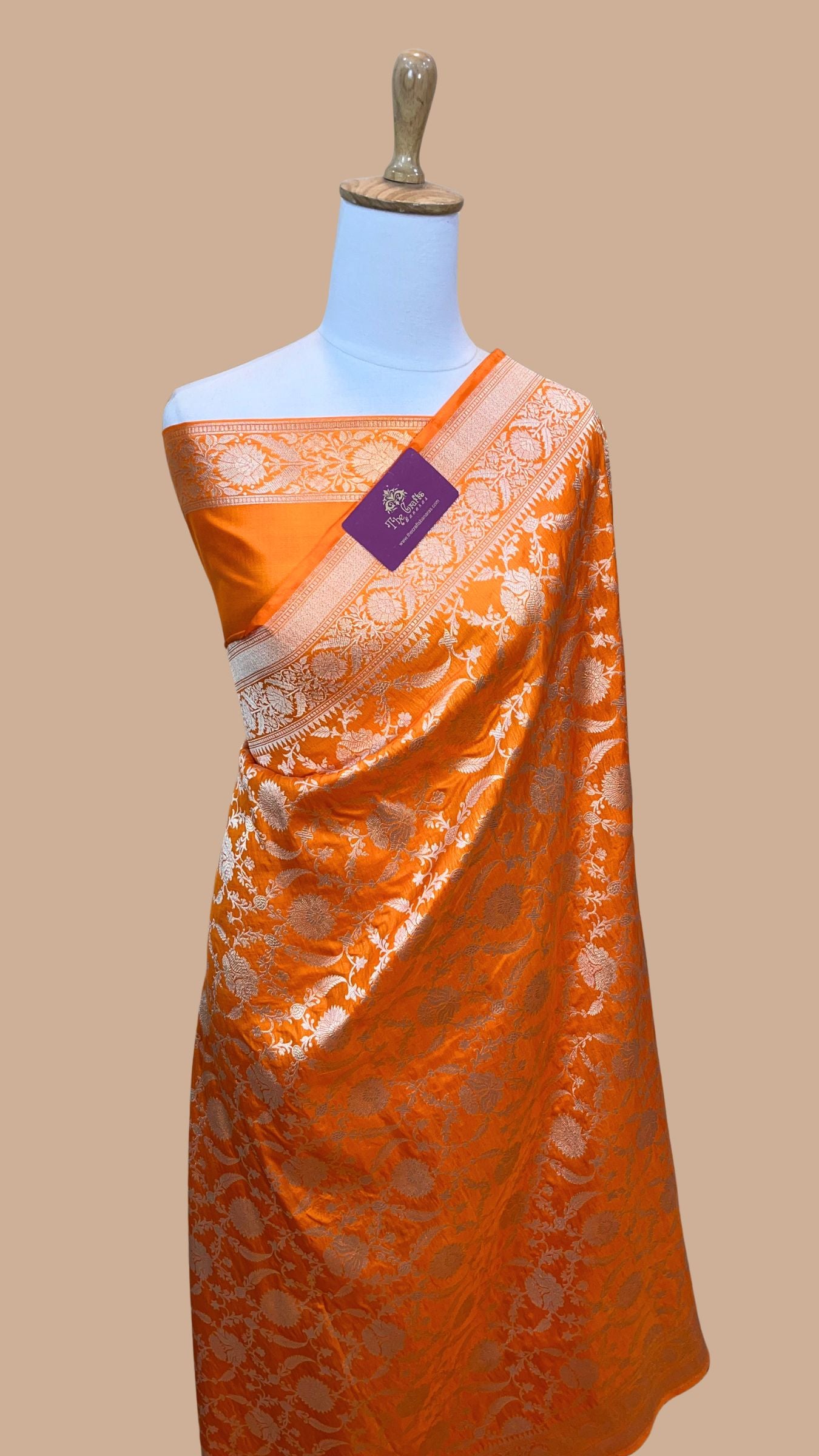 Pure Katan Silk Handloom Banarasi Saree - Jaal work