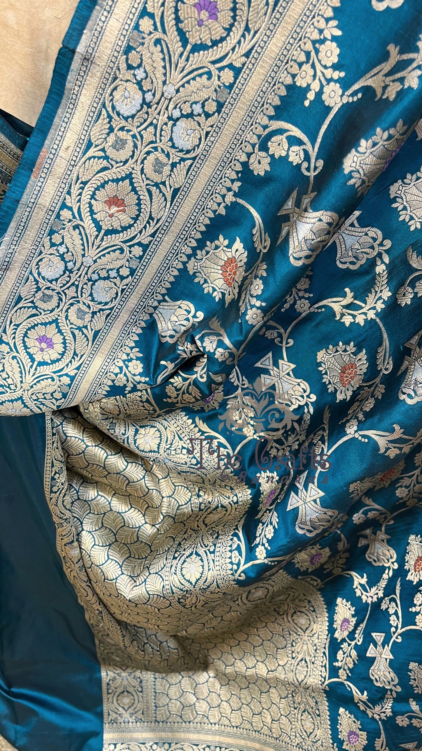 Pure Katan Silk Handloom Banarasi Saree - All over meenakari Jaal work