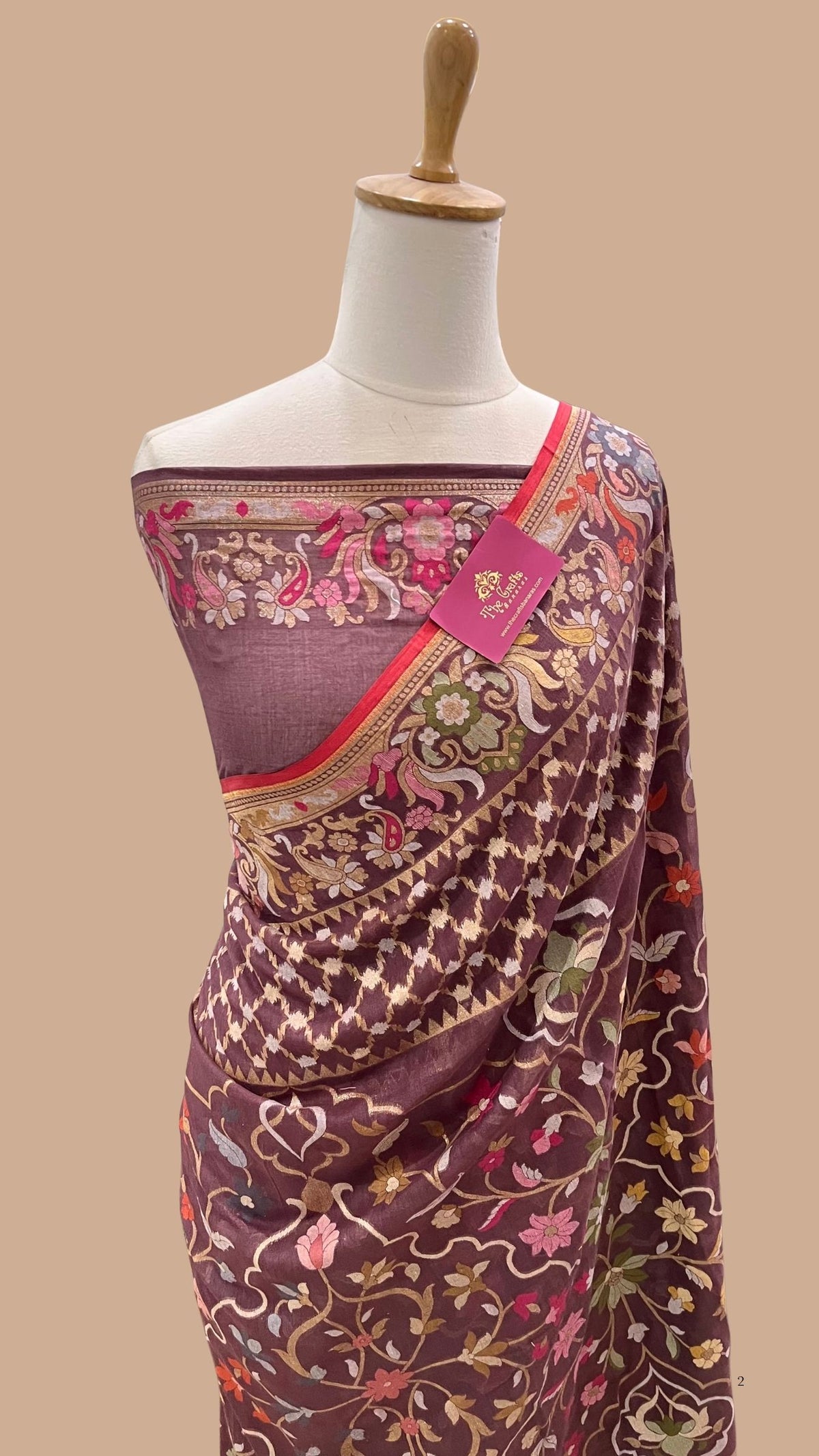 Pure Ektara Cotton Jamdani Banarasi Saree - Tilfi