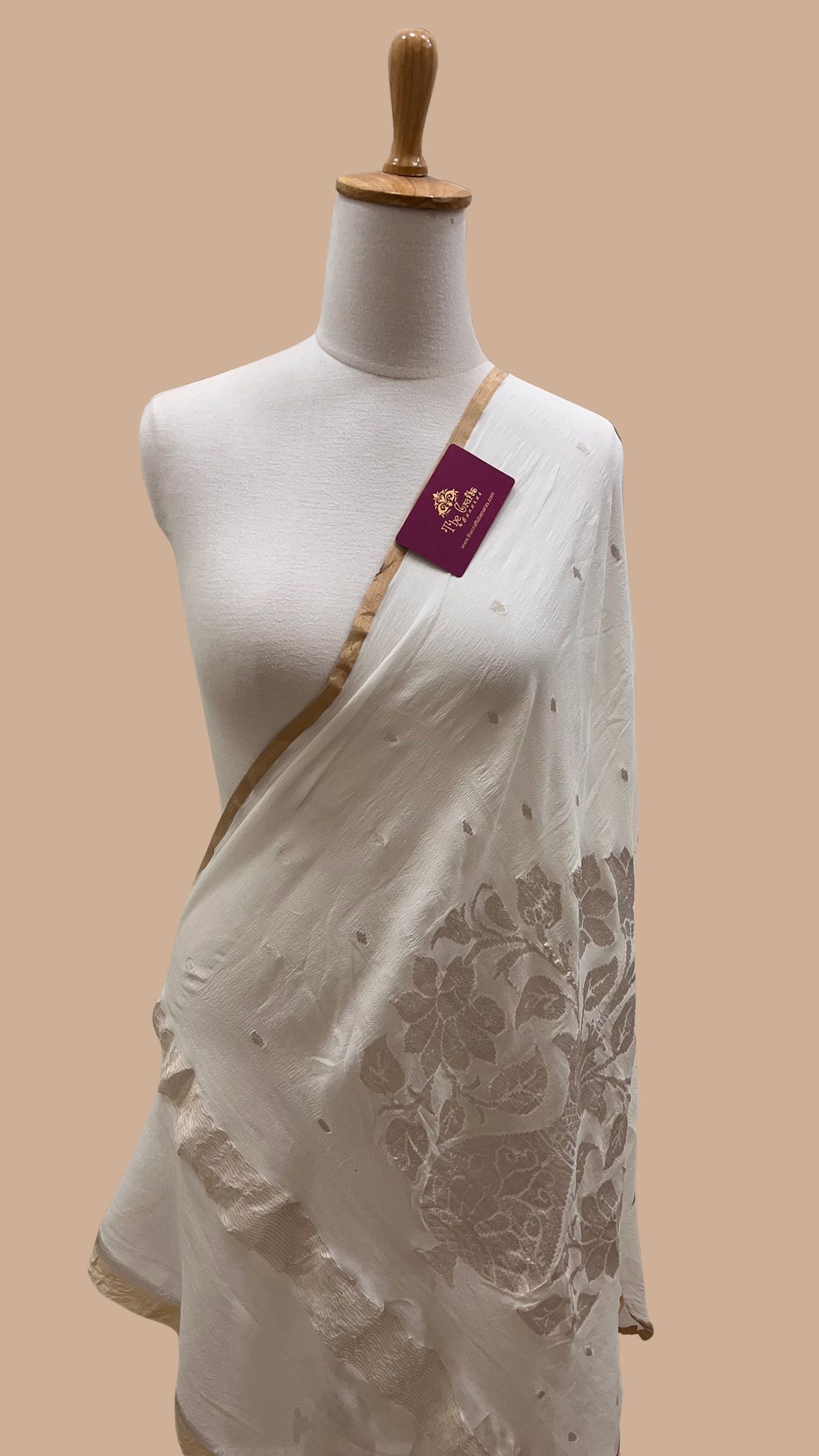Khaddi Georgette Banarasi Dupatta - Water Zari