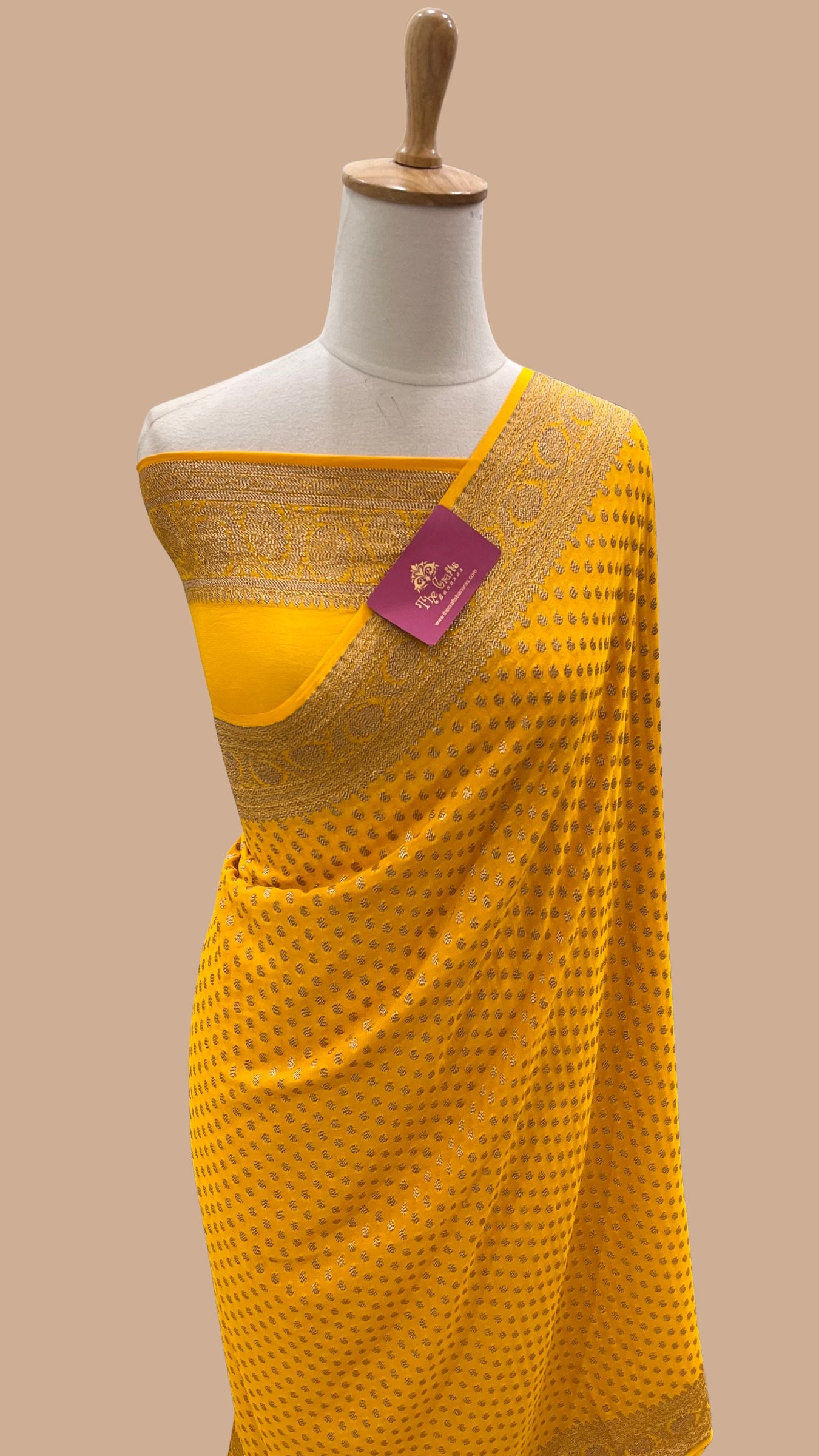 Khaddi Georgette Banarasi Saree - Antique Zari