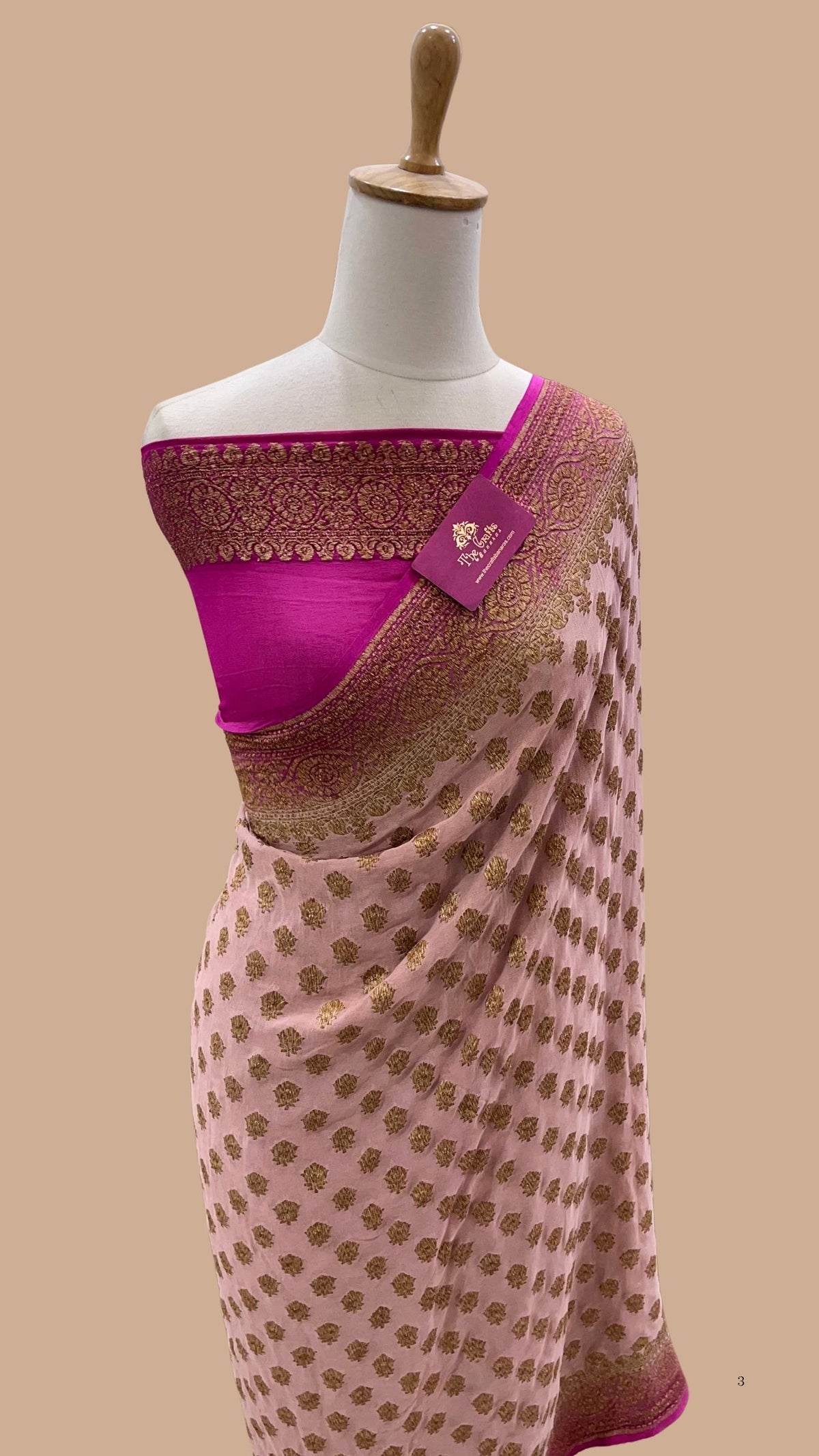 Khaddi Georgette Banarasi Saree - Antique Zari