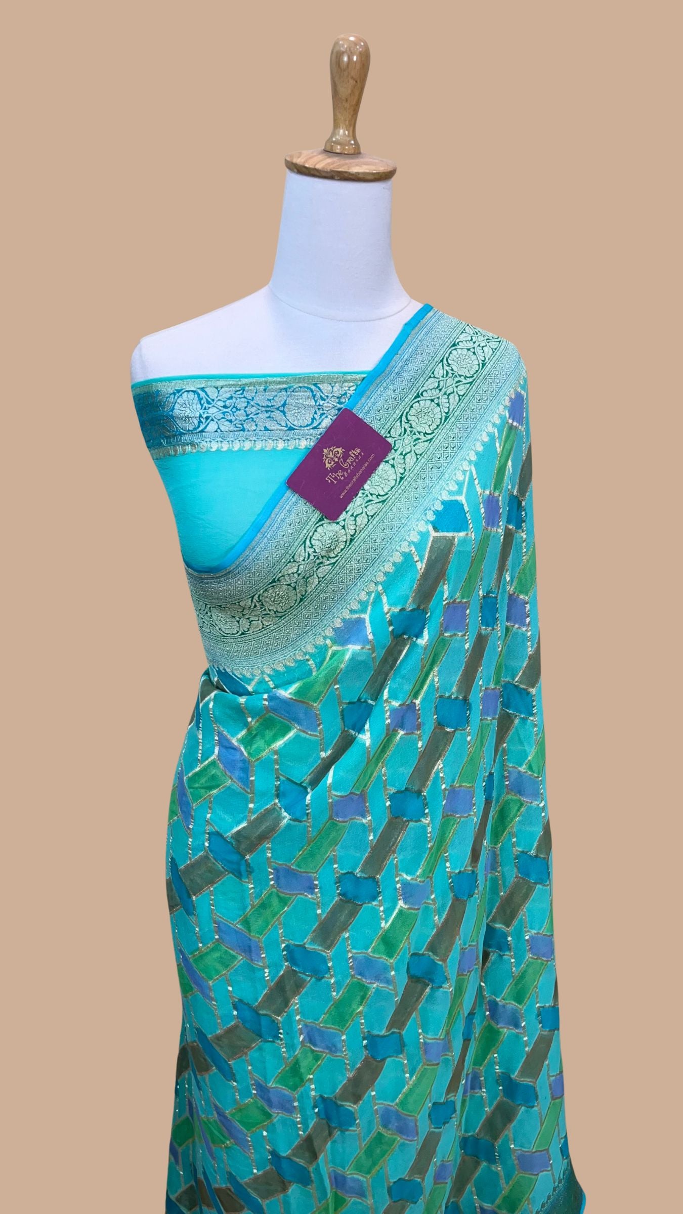 Khaddi Georgette Handloom Banarasi Saree - Water Zari