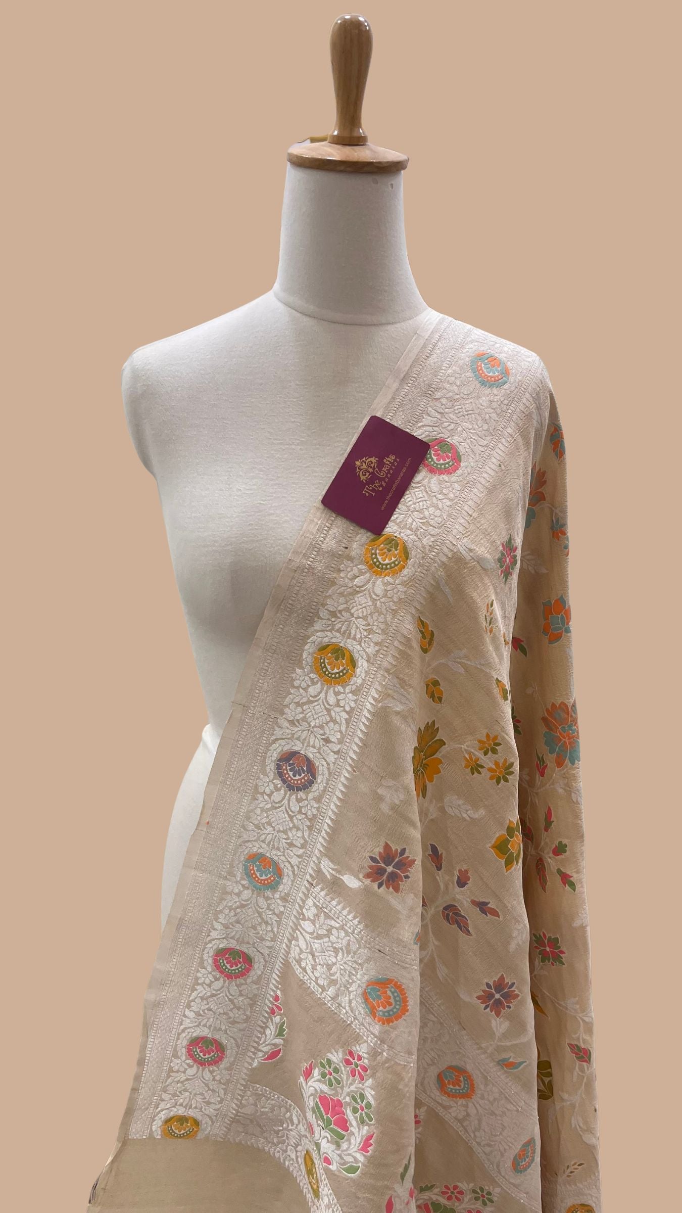 Pure Tussar Georgette Silk Banarasi Handloom Dupatta