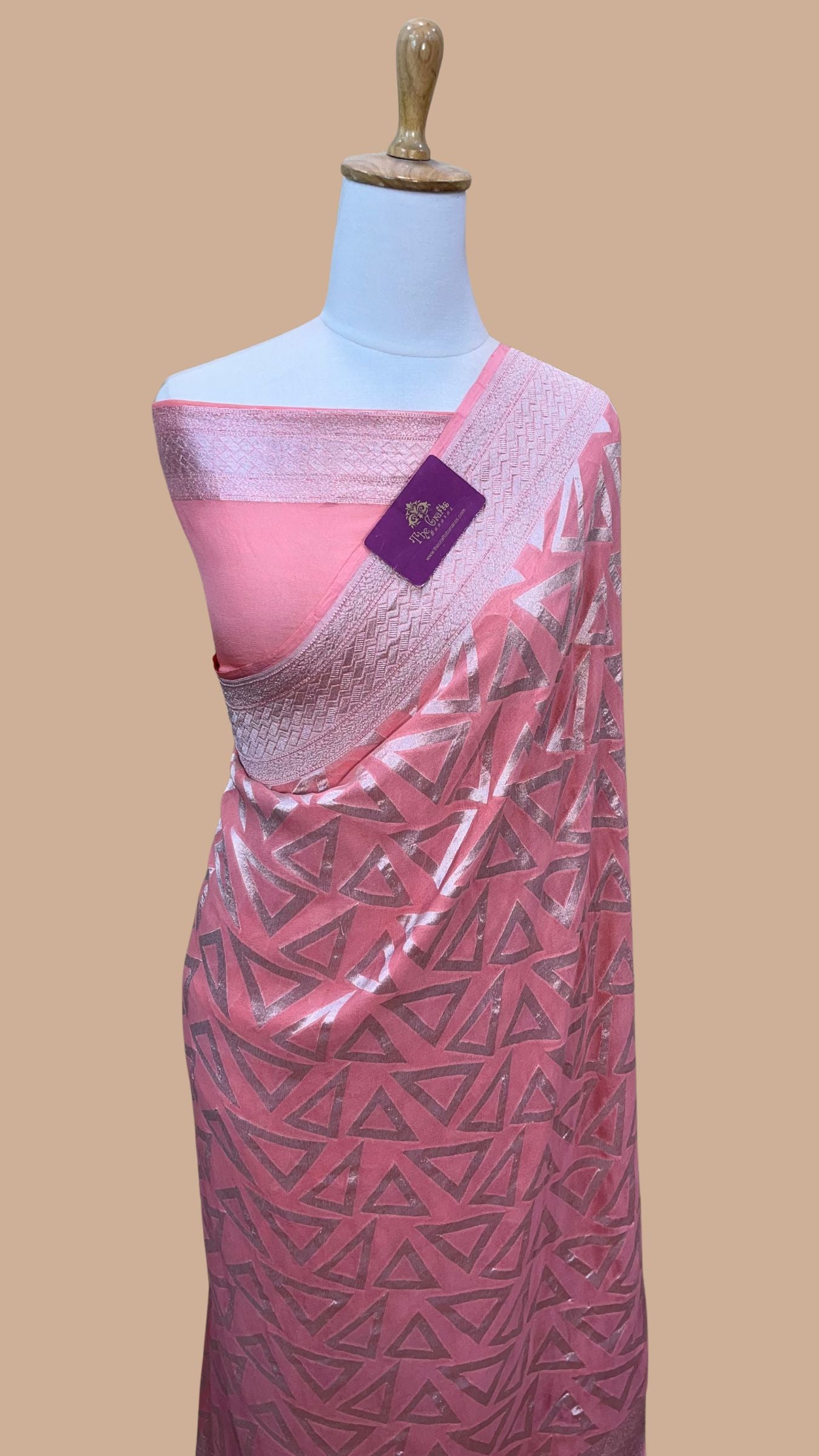Pure Georgette Banarasi Saree - Silver Zari
