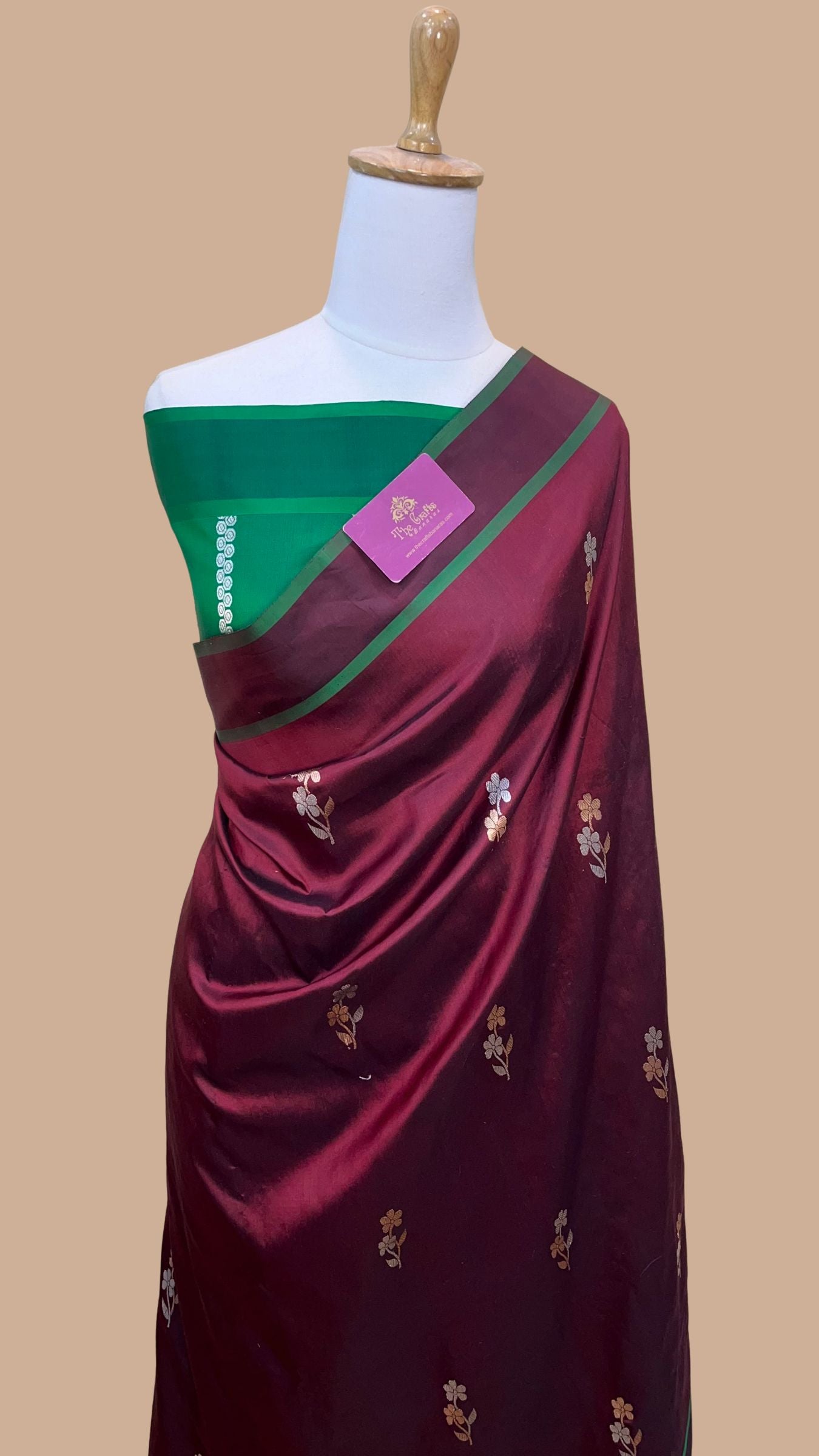 Pure Mango Silk Handloom Banarasi Saree - With Sona Roopa Motifs